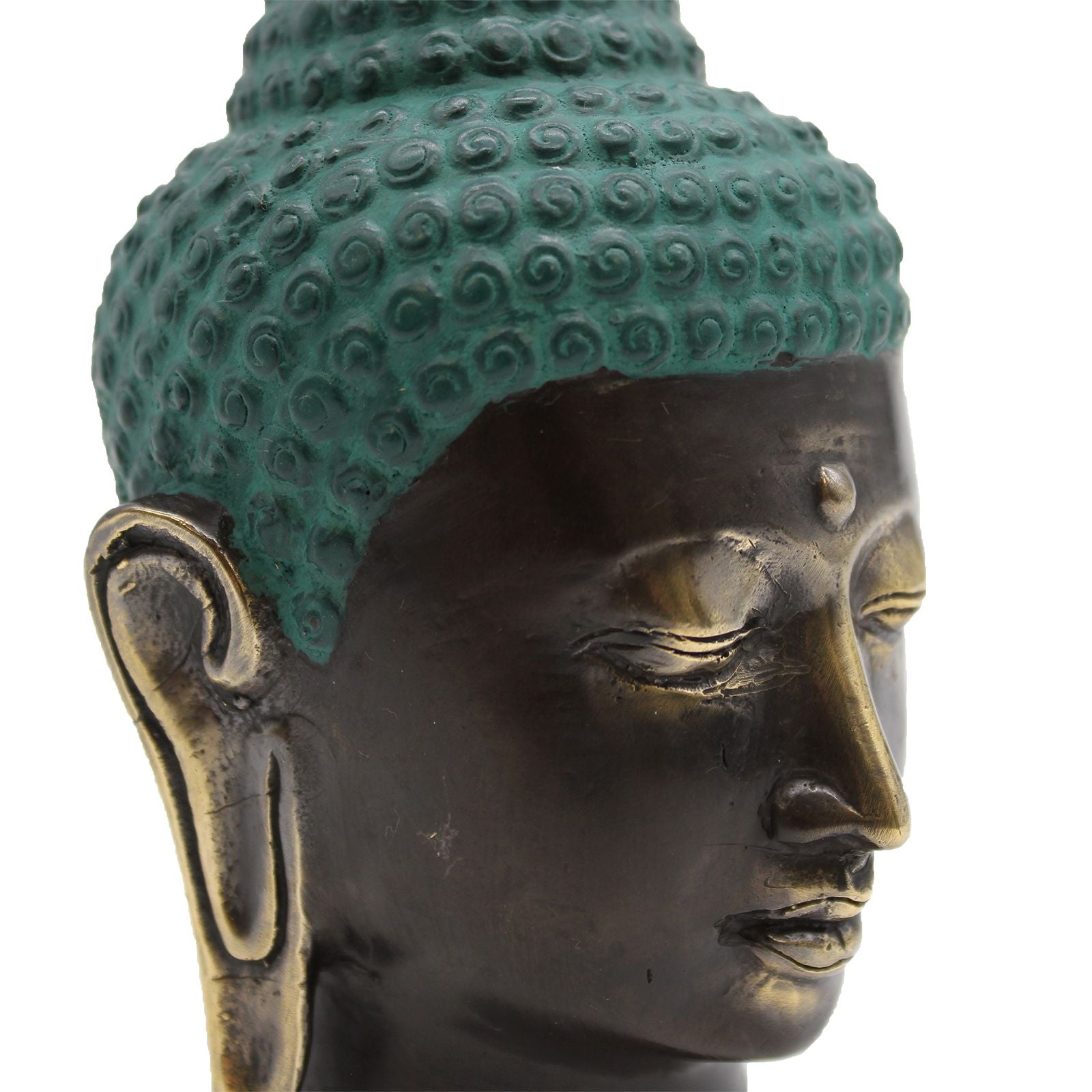 Cabeça de Buda Grande em Latão Envelhecido