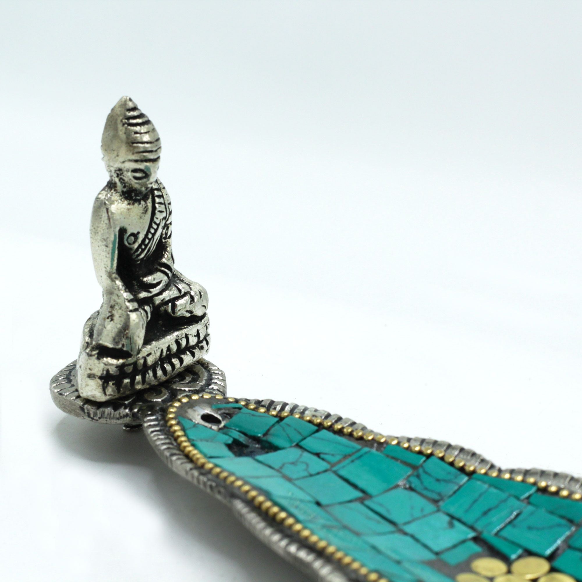 Tibetan Incense Holder Long Leaf with Buddha