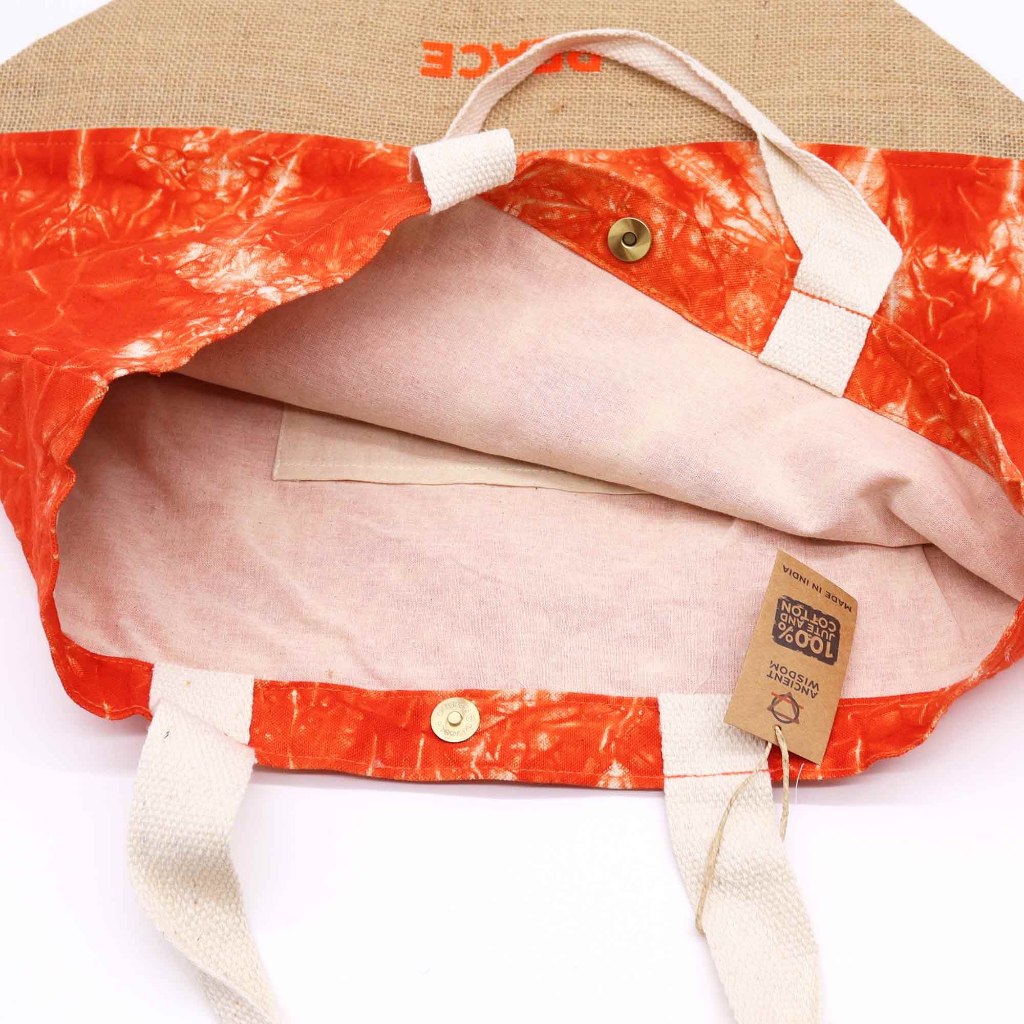 Bolsa All Natural - Laranja - Mão Namasté - Paz