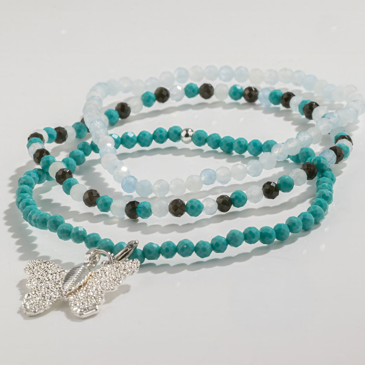 Set of 3 Nymph Spirit Bracelets with Natural Stones - Infinite Ocean