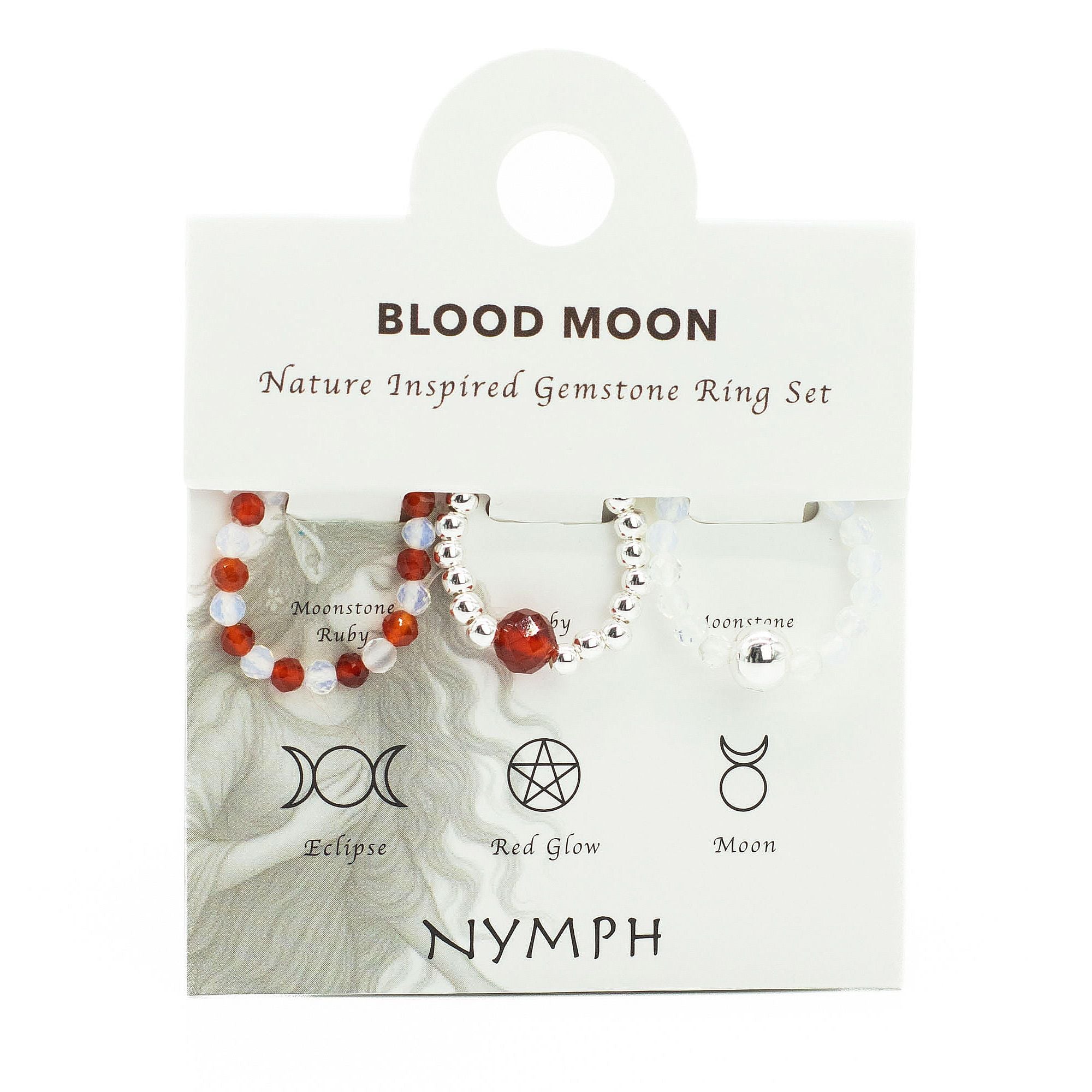 Conjunto de Anéis com Pedra Nymph – Lua de Sangue