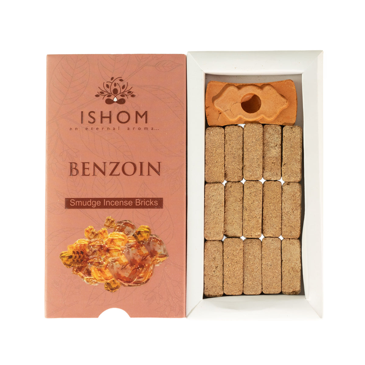 Conjunto de 15 Blocos de Incenso Natural com Queimador - Benjoim