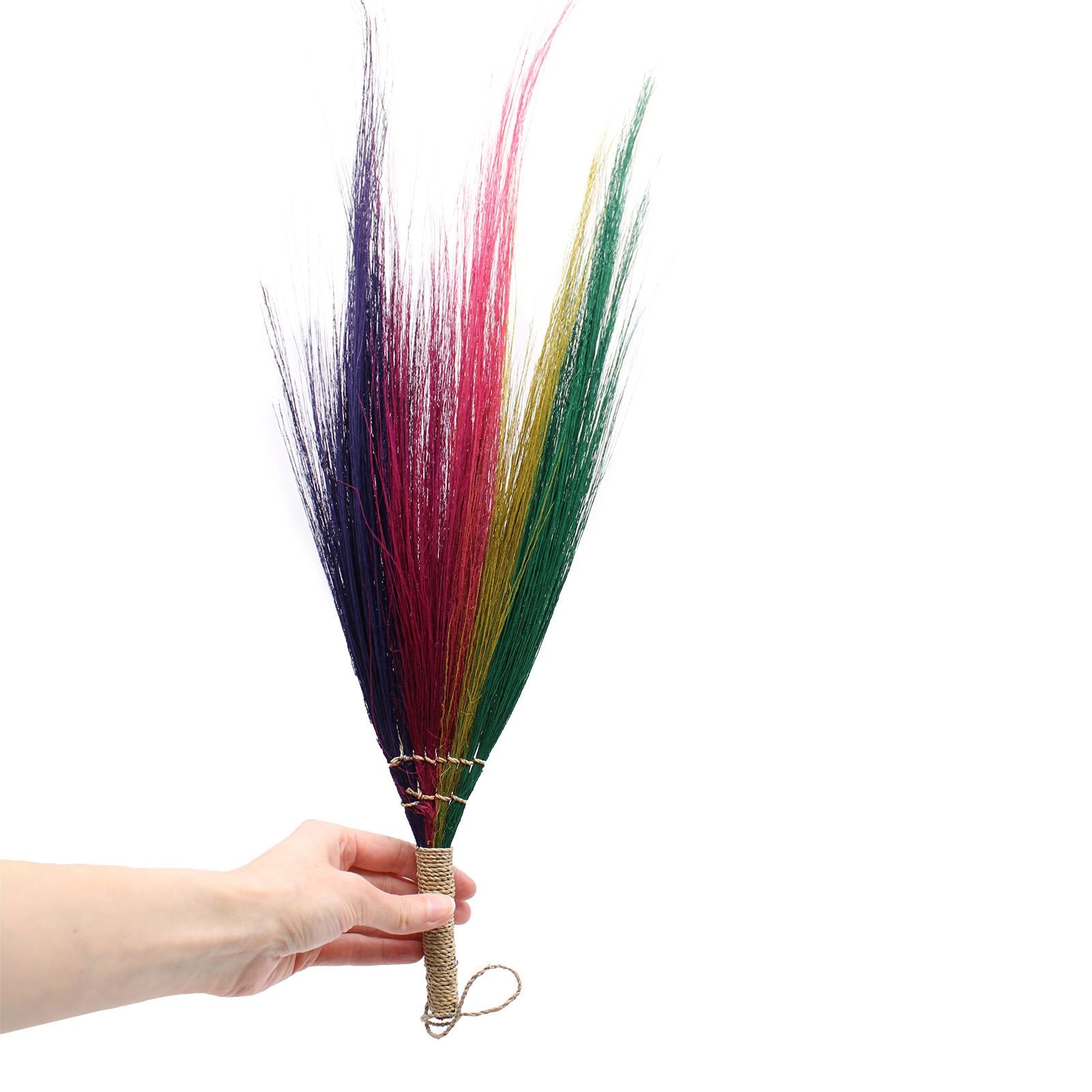 Conjunto de Pampas Tipo Vassoura Cores Arco-Íris
