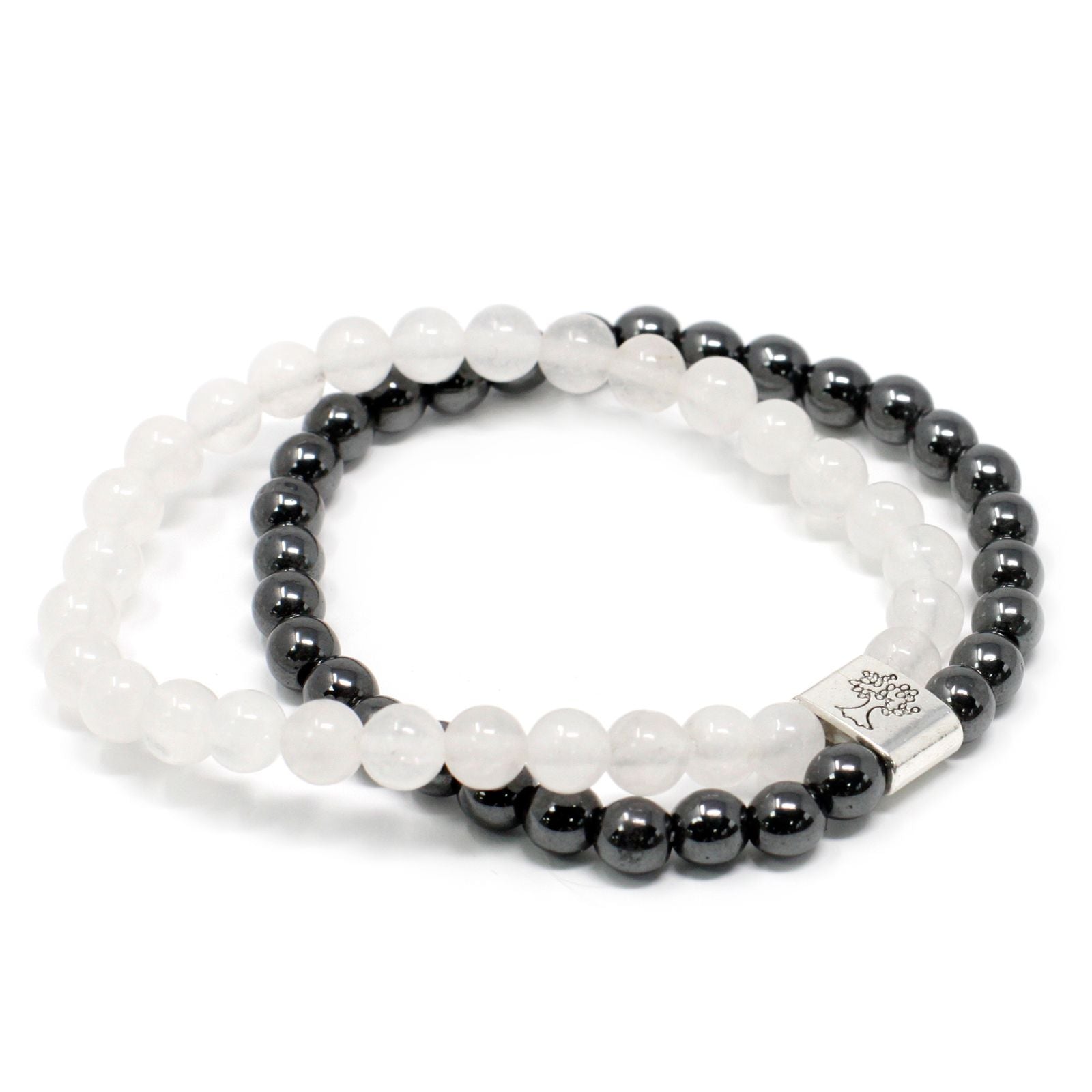 Magnetic Bracelet in Natural Stones – White Quartz