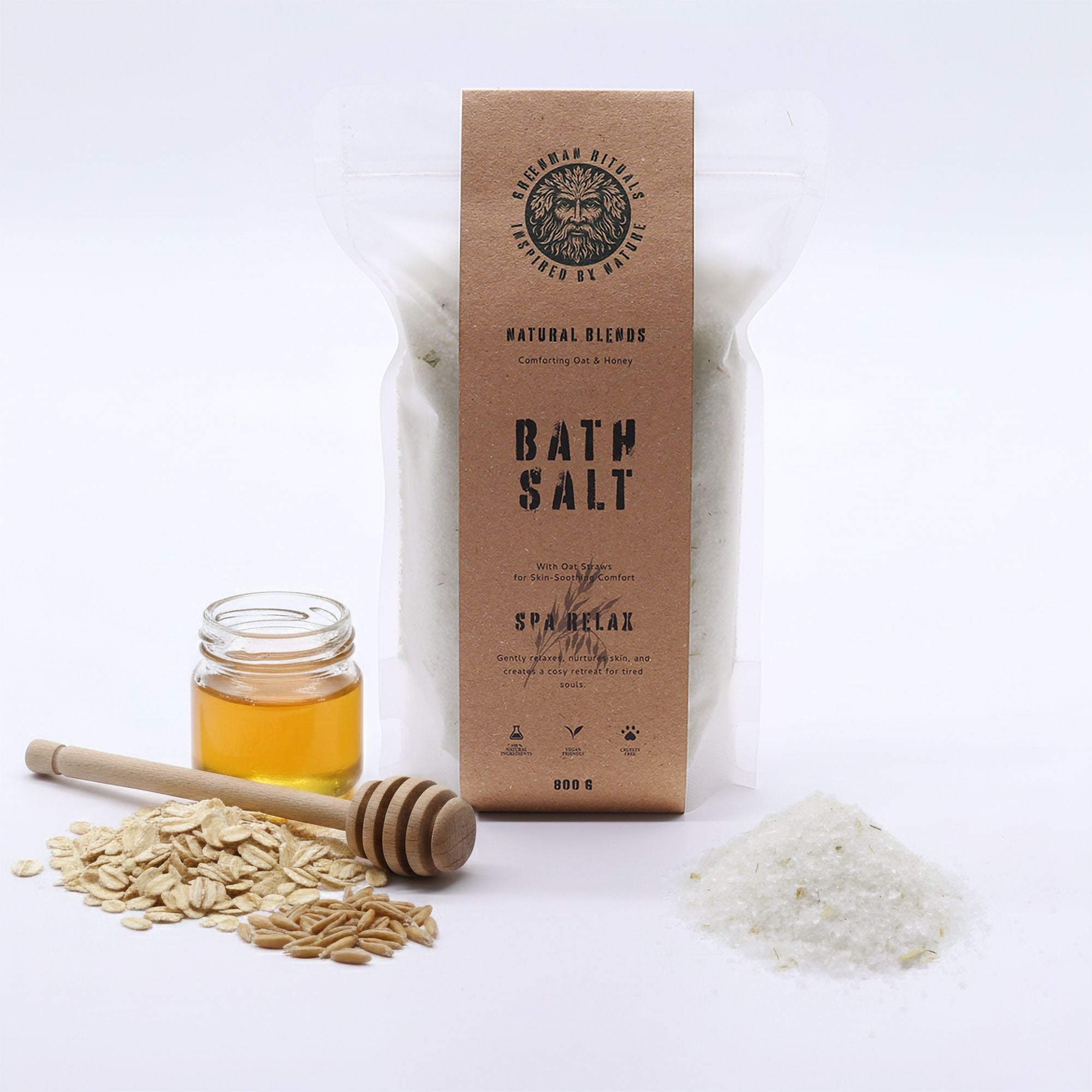 Greenman Rituals Sais de Banho de Epsom com Aveia e Mel - Mistura Relaxante para Spa