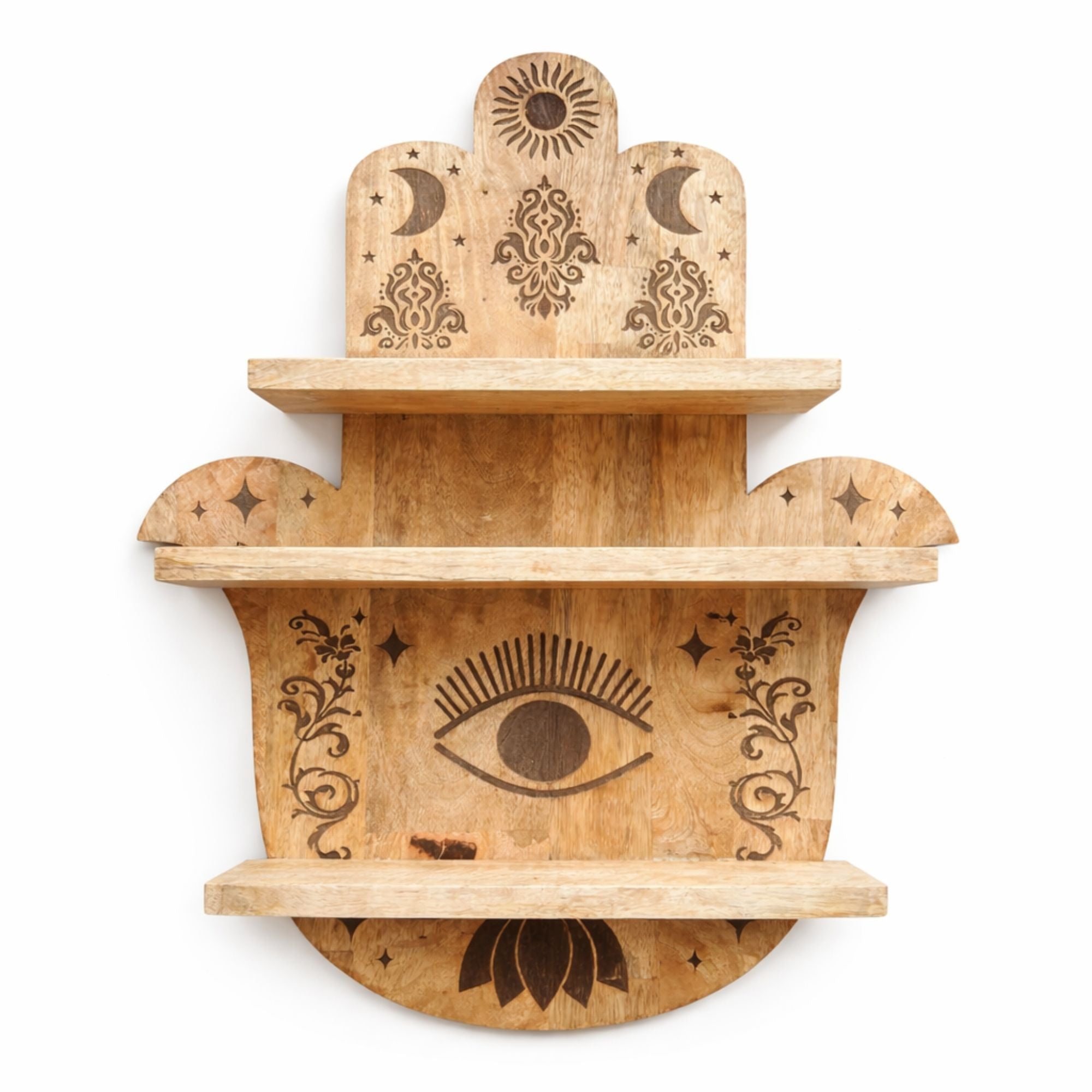 Prateleira de Parede Hamsa em Madeira de Manga