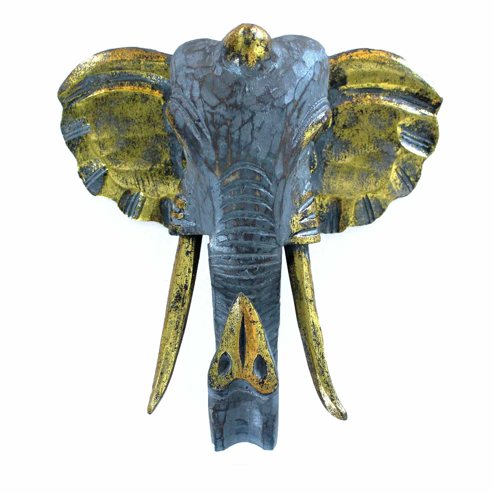 Cabeça de Elefante Grande – Dourado e Cinzento