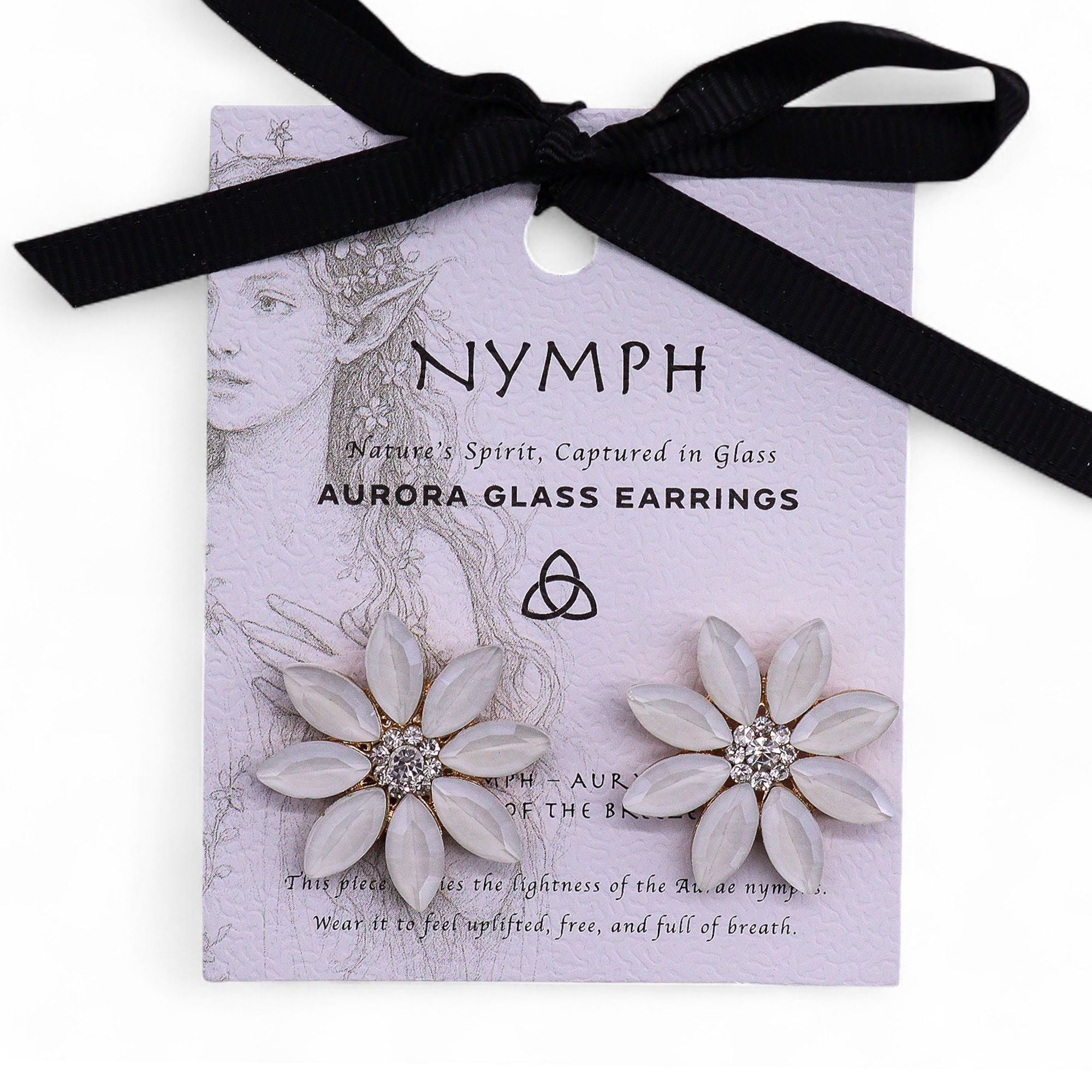 Pendientes de cristal vintage - Flores - Perla