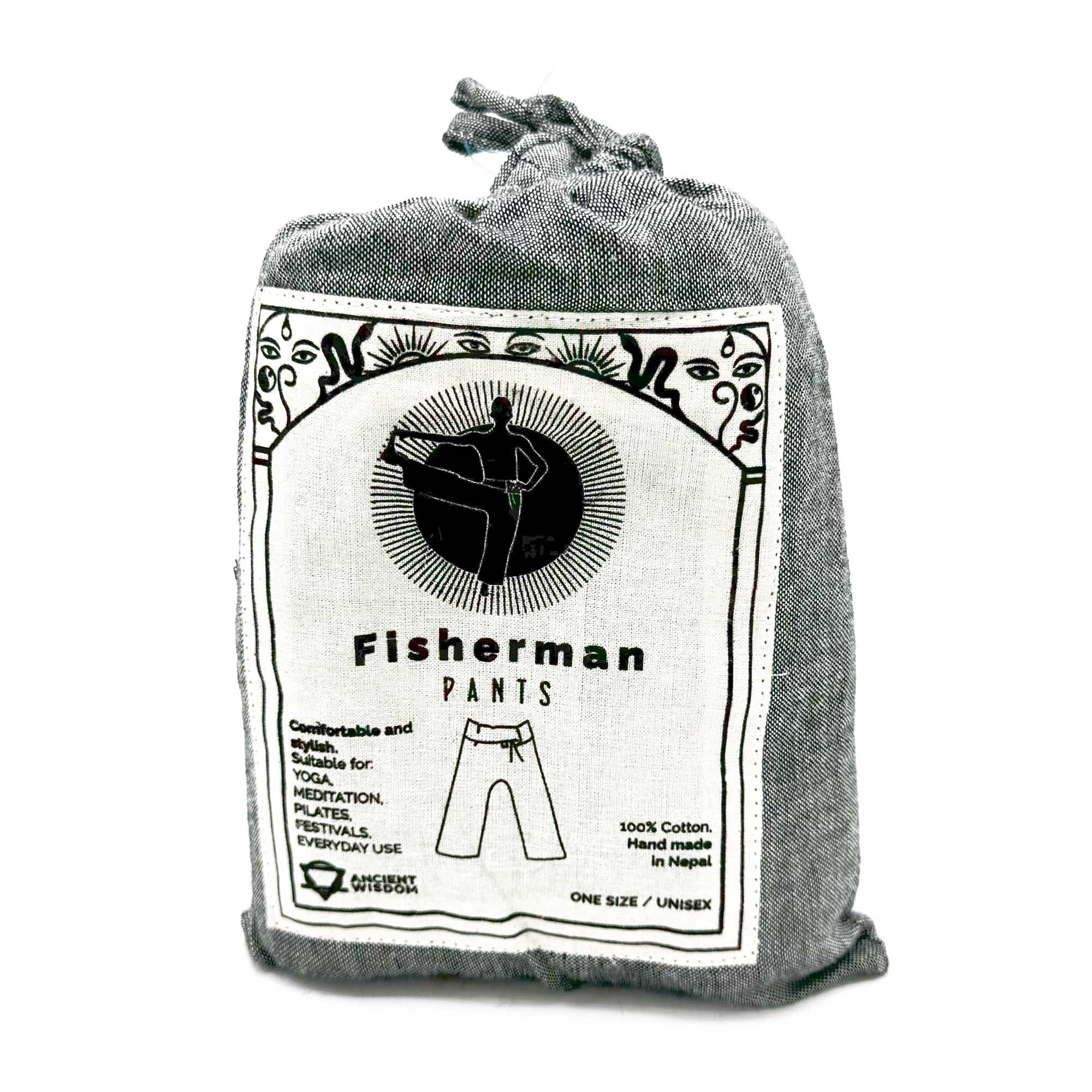 Calças para yoga e festivais Mantra Mandala Thai Fisherman - Cinzento