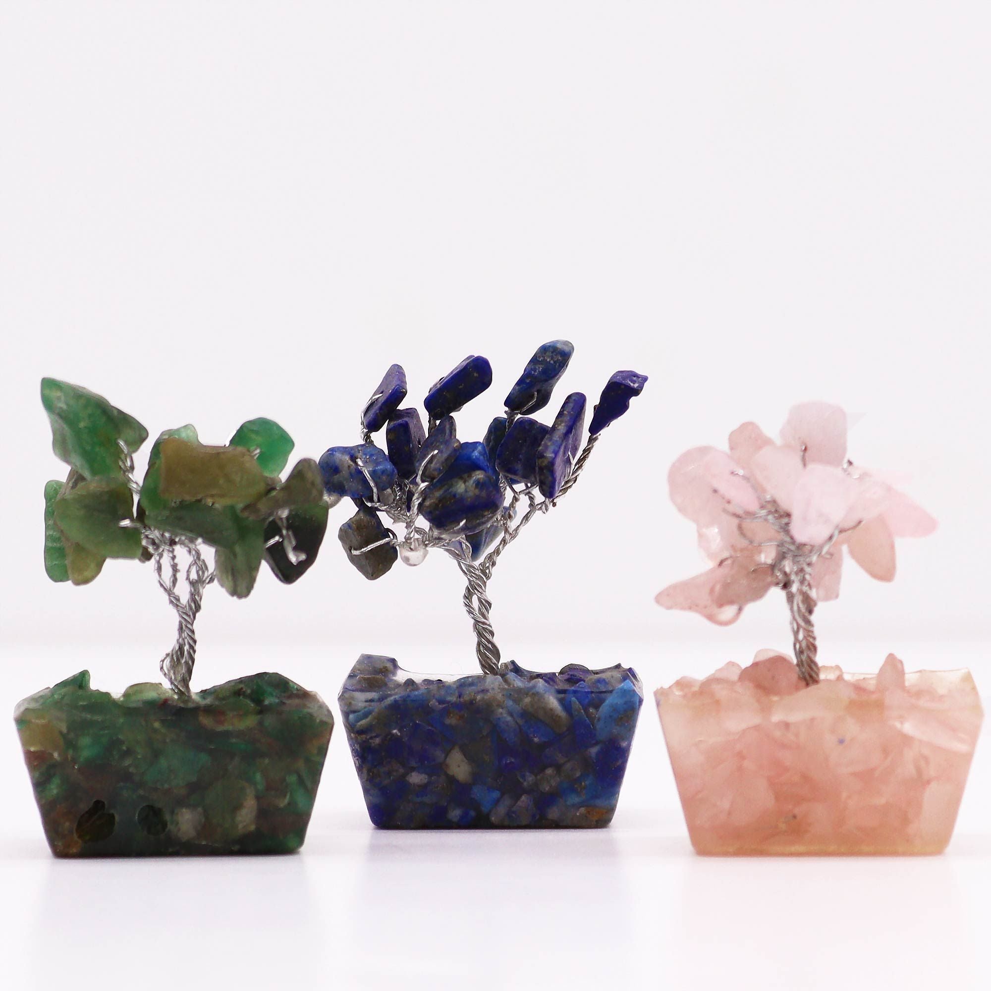12 Mini Natural Stone Trees Orgonite Base Assorted Mix (15 Stones)