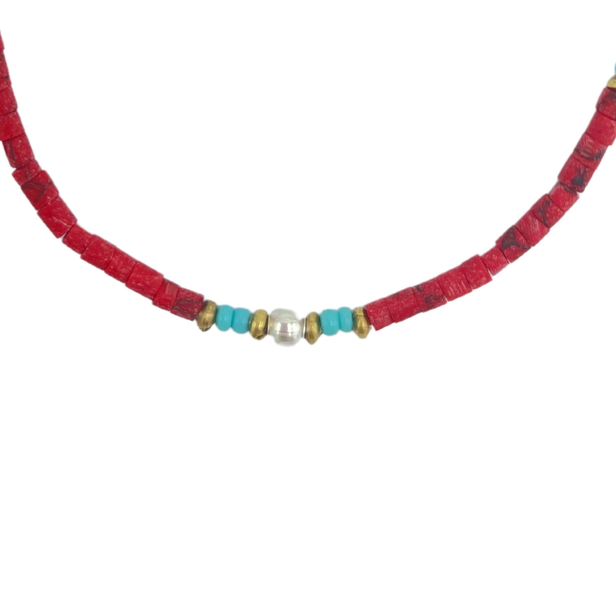 Pulseira Nepalesa de Gemas Extrafinas - Conta Tribal de Coral