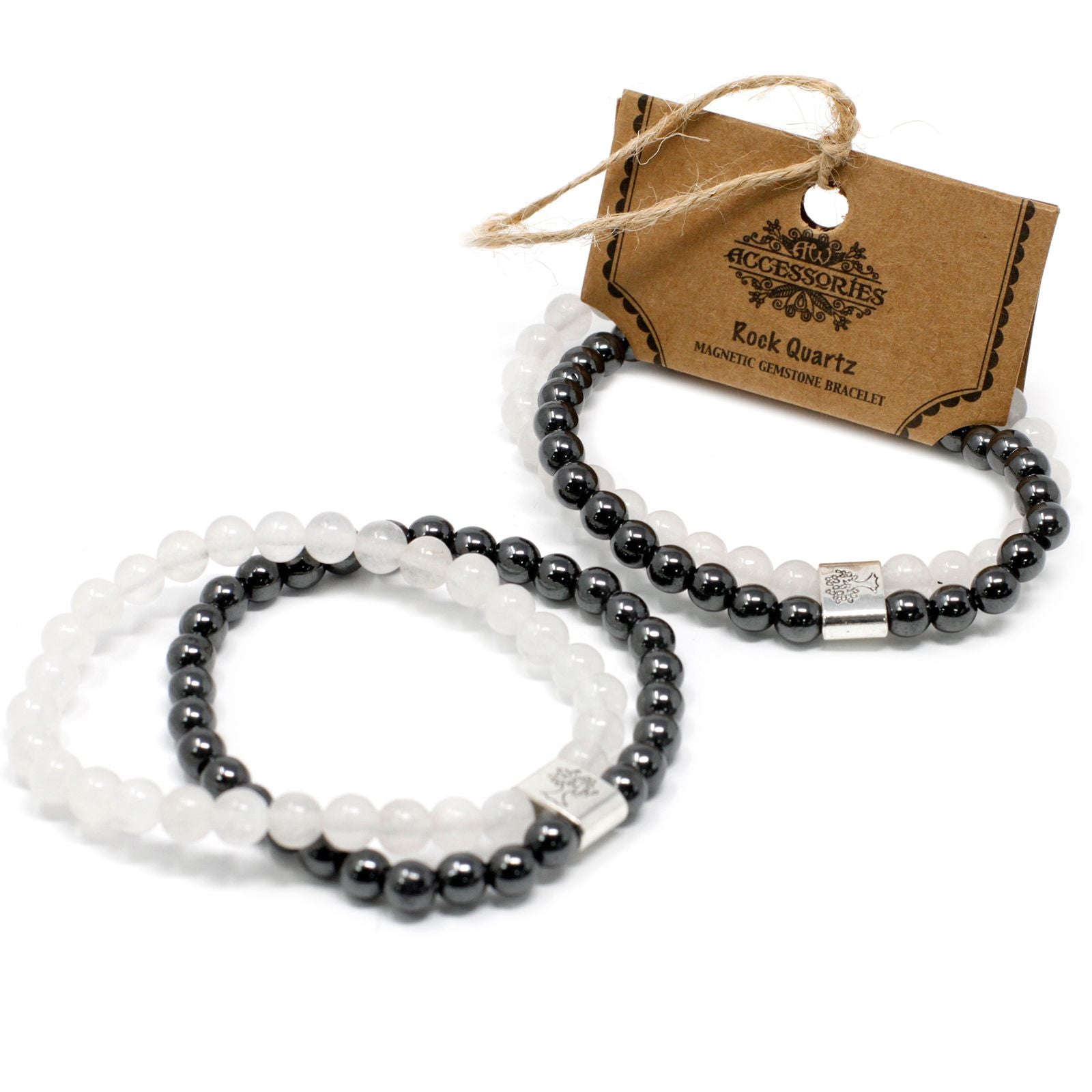 Pulsera magnética de piedras naturales – Cuarzo blanco