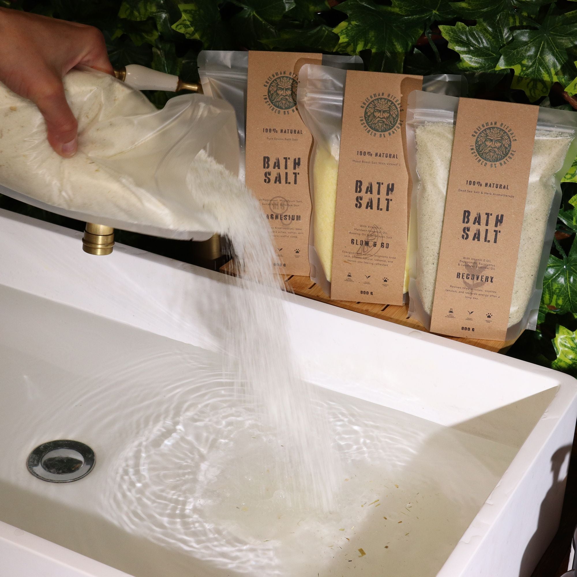 Greenman Rituals Sais de Banho de Epsom com Aveia e Mel - Mistura Relaxante para Spa