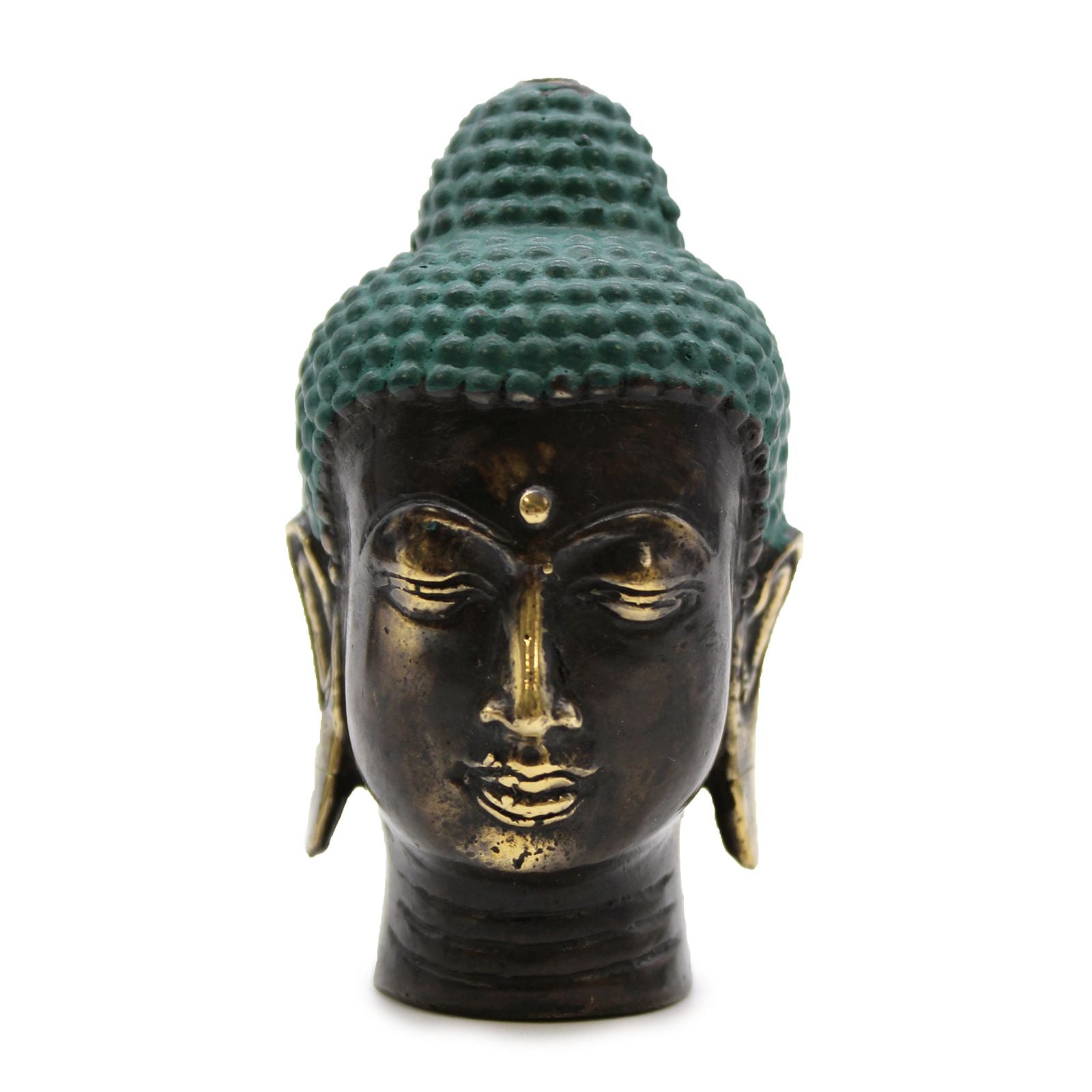 Cabeça de Buda Pequena em Latão Envelhecido