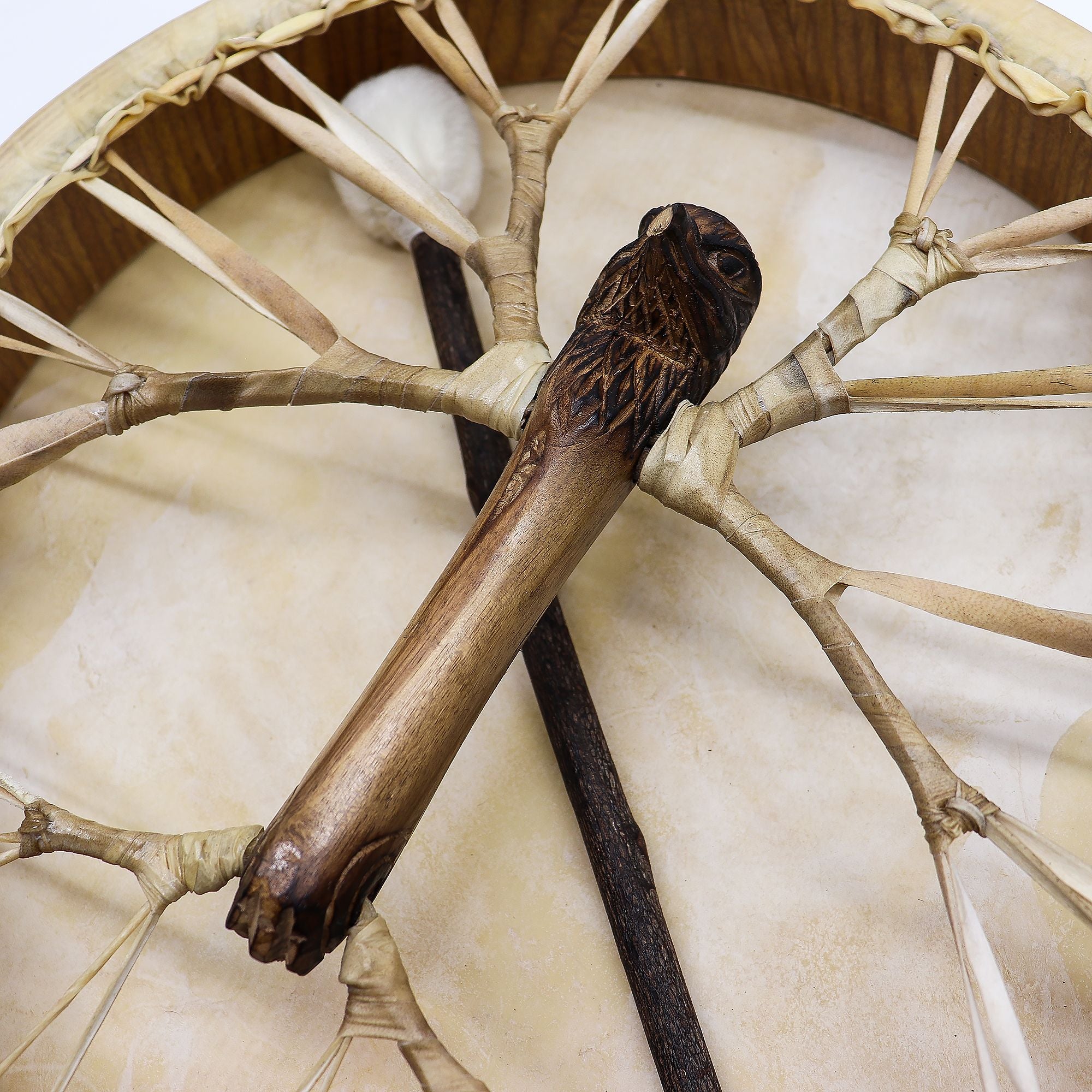 Tambor Xamânico Espírito da Águia com Baqueta - Ajustável - 40 cm