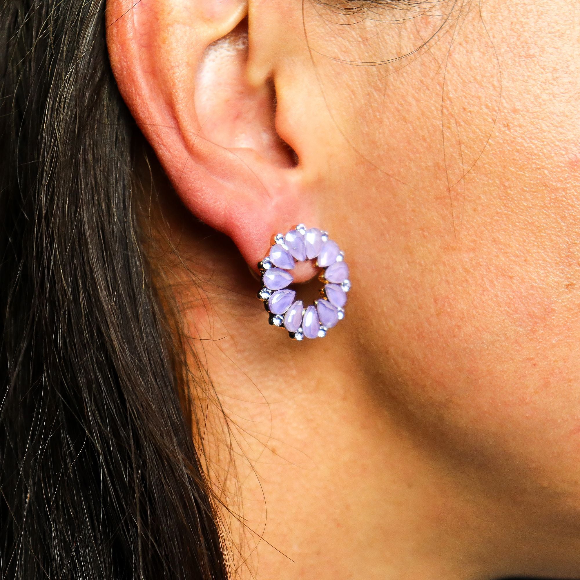 Brincos de Cristal Vintage - Aro - Lavanda