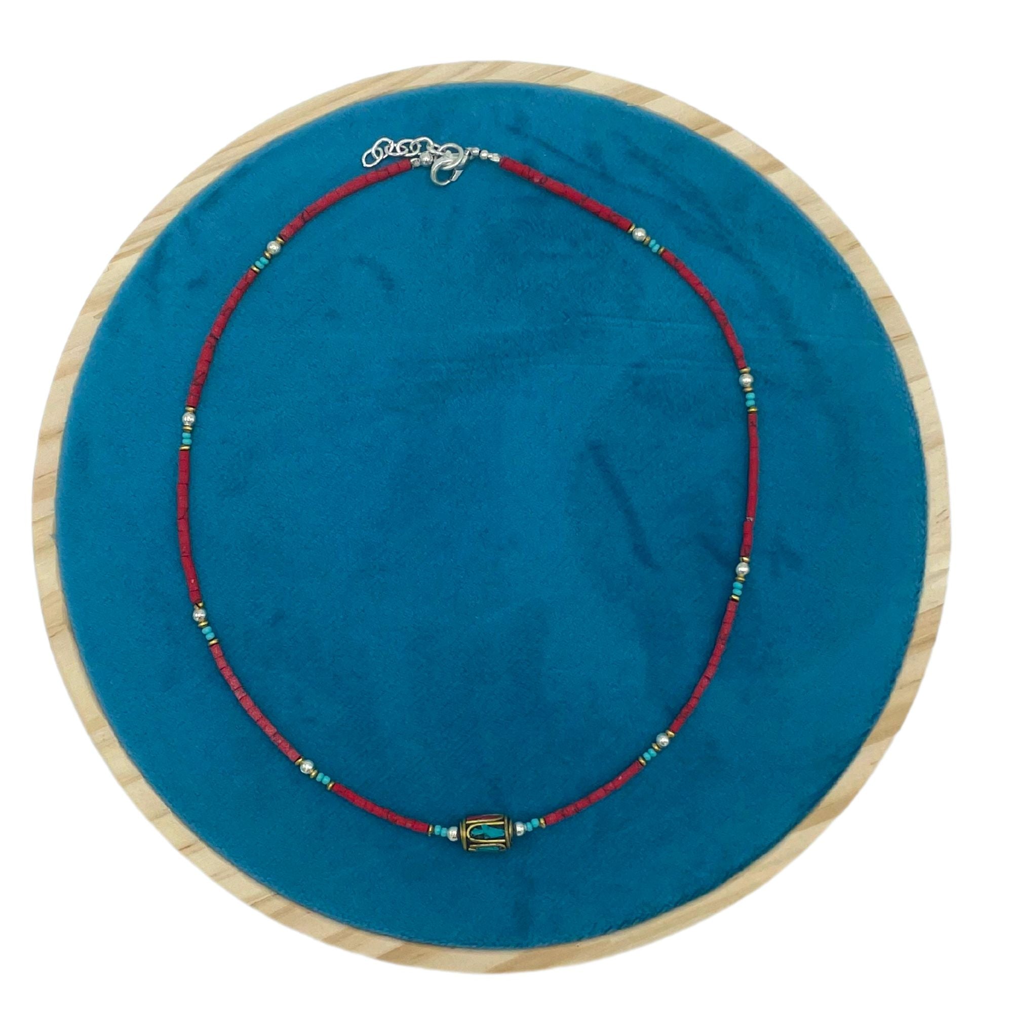 Colar Nepalês de Gemas Extrafinas - Conta Tribal de Coral