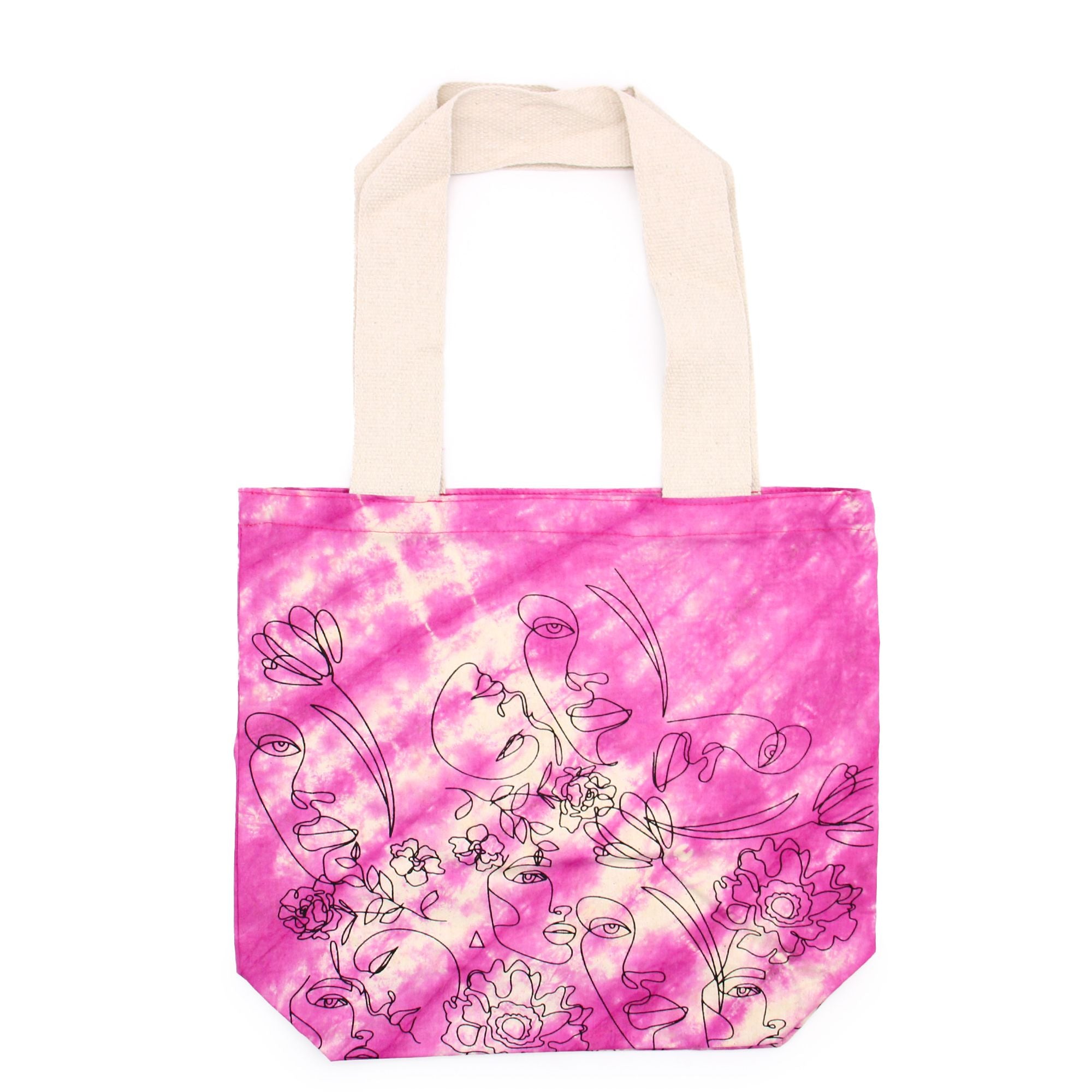 Bolsa de Algodão Tie Dye - Cara Bonita - Magenta - Alça Natural