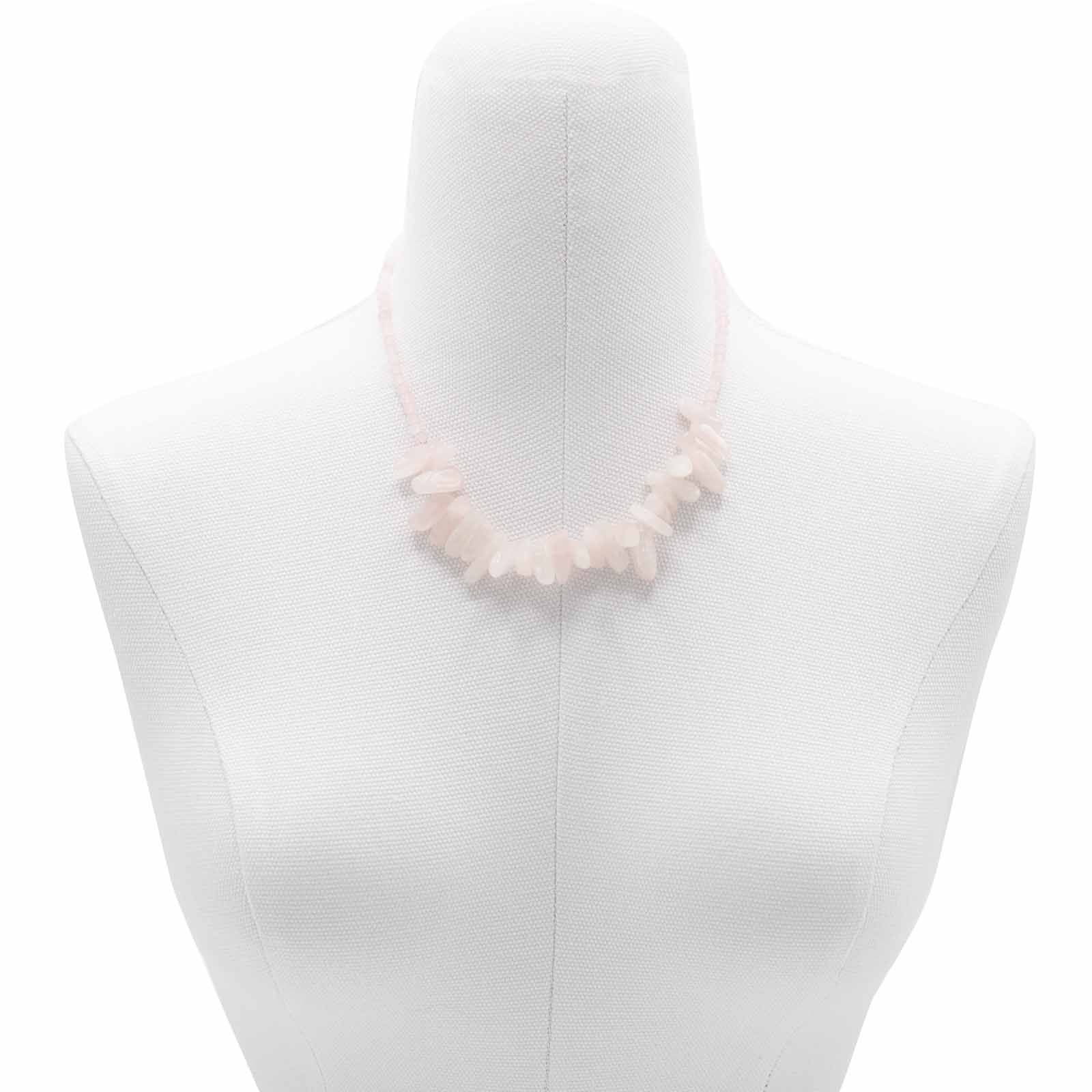 Colar de Gemas Longstone - Quartzo Rosa