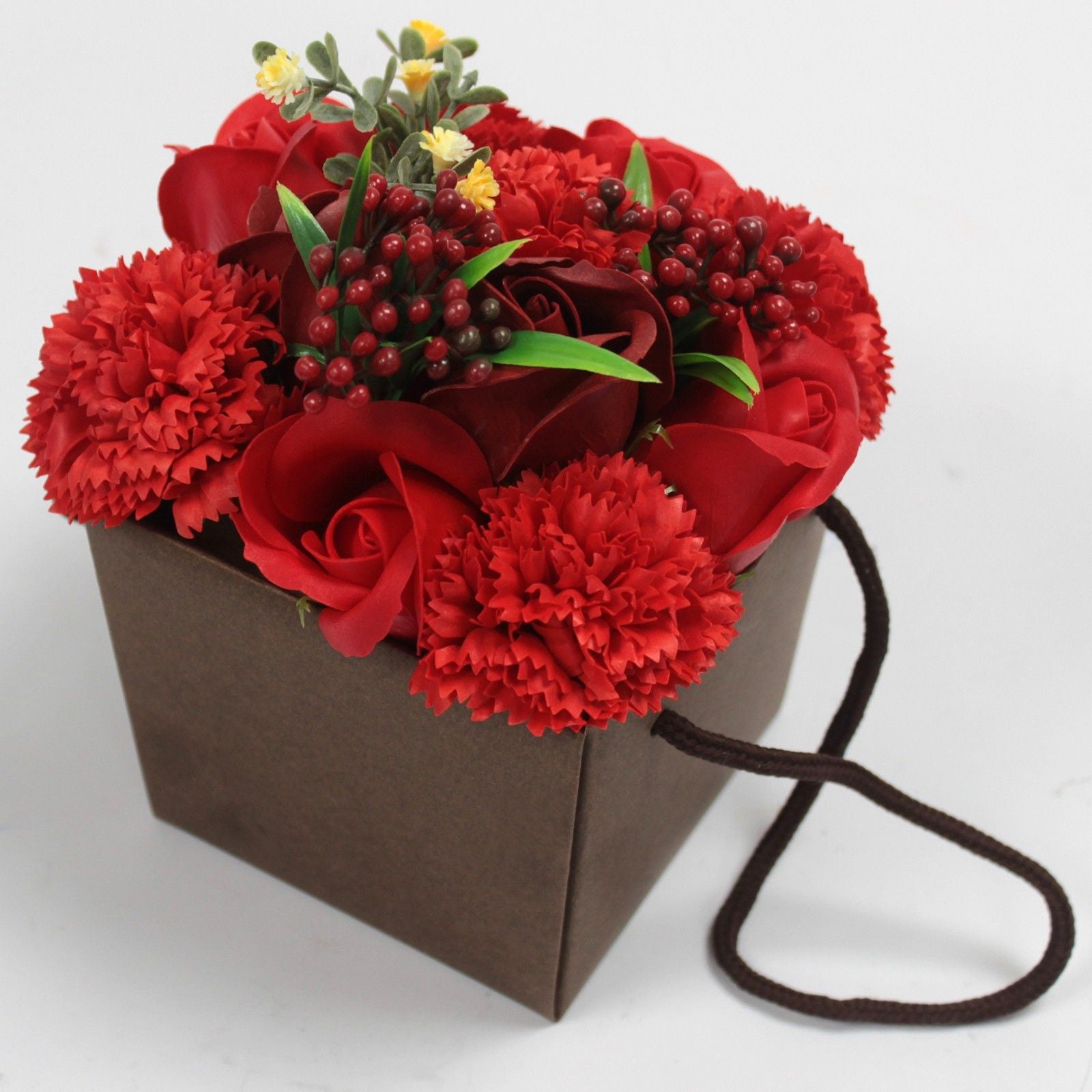 Bouquet de Flores de Sabão - Rosas Vermelhas e Cravo