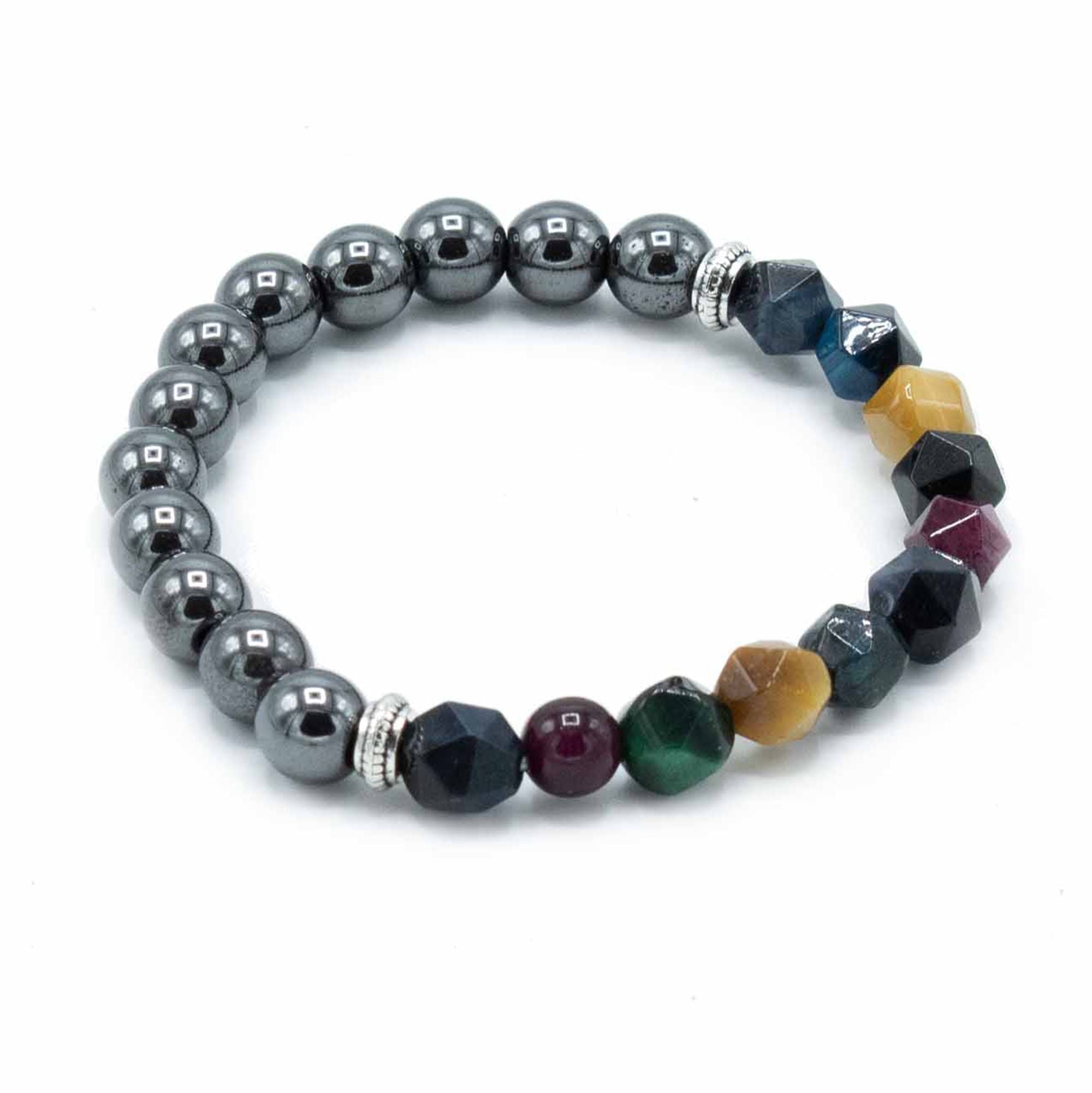Pulseira Magnética em Pedra Natural Entalhada – Arco-Íris