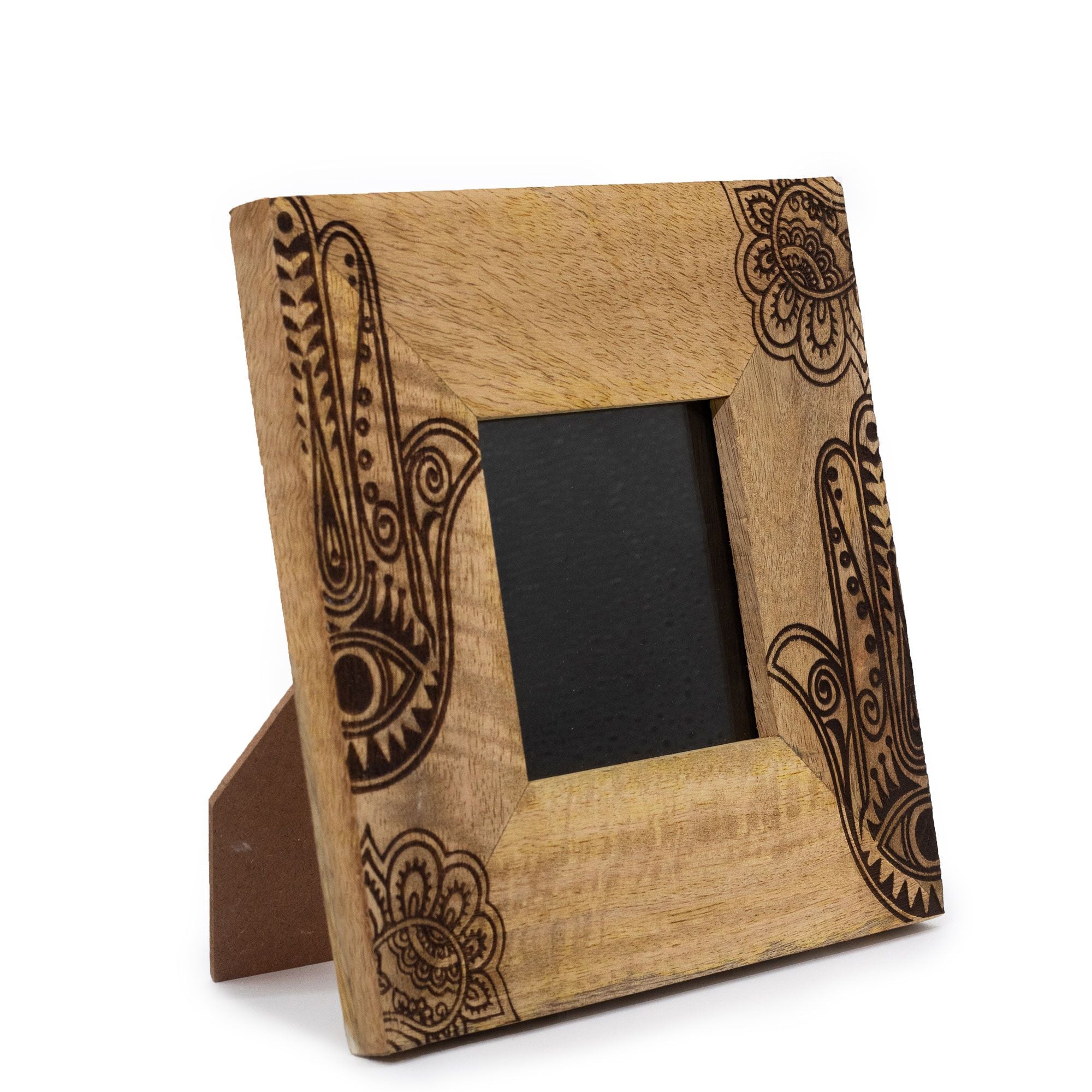 Moldura Pequena em Madeira de Manga Hamsa Preto