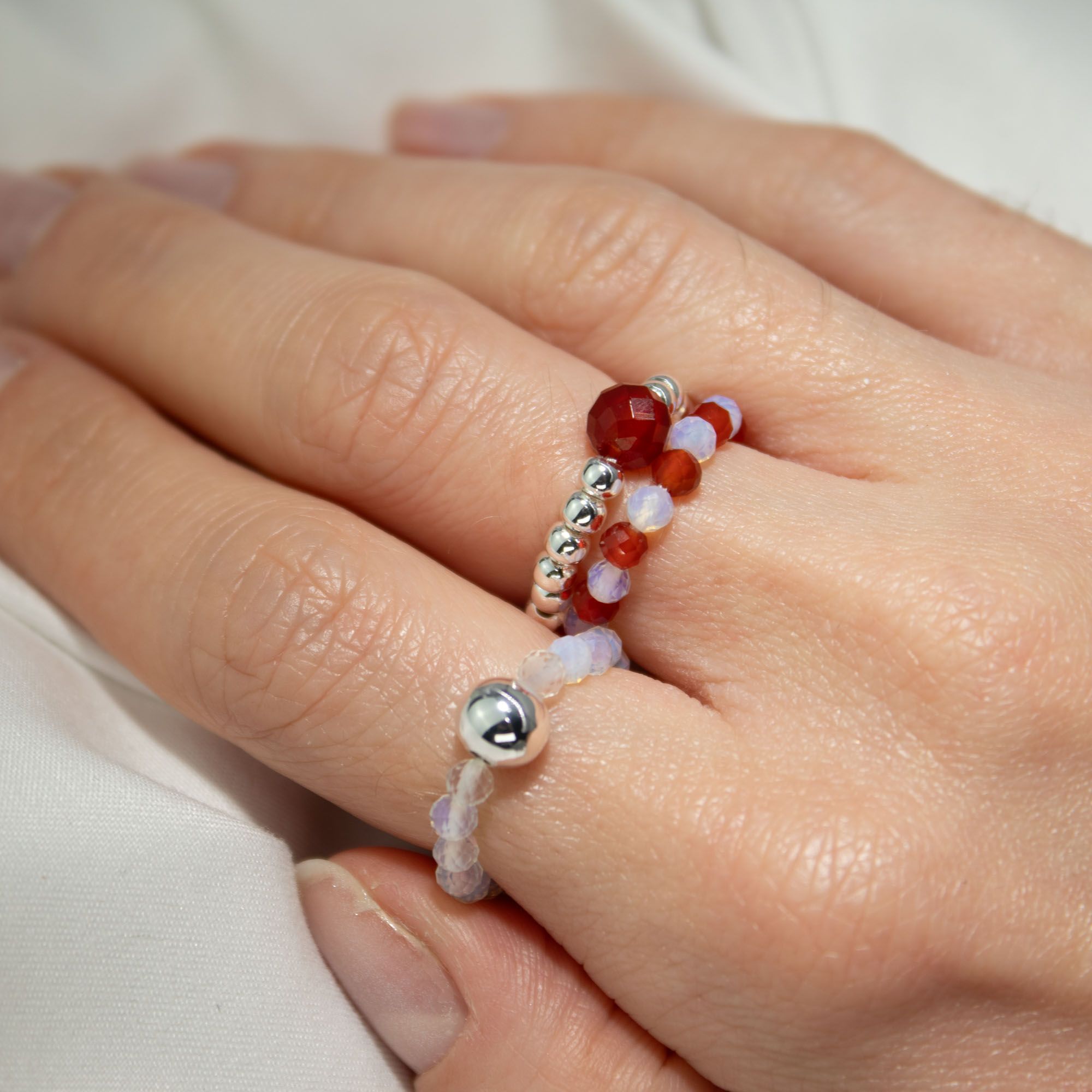 Conjunto de Anéis com Pedra Nymph – Lua de Sangue