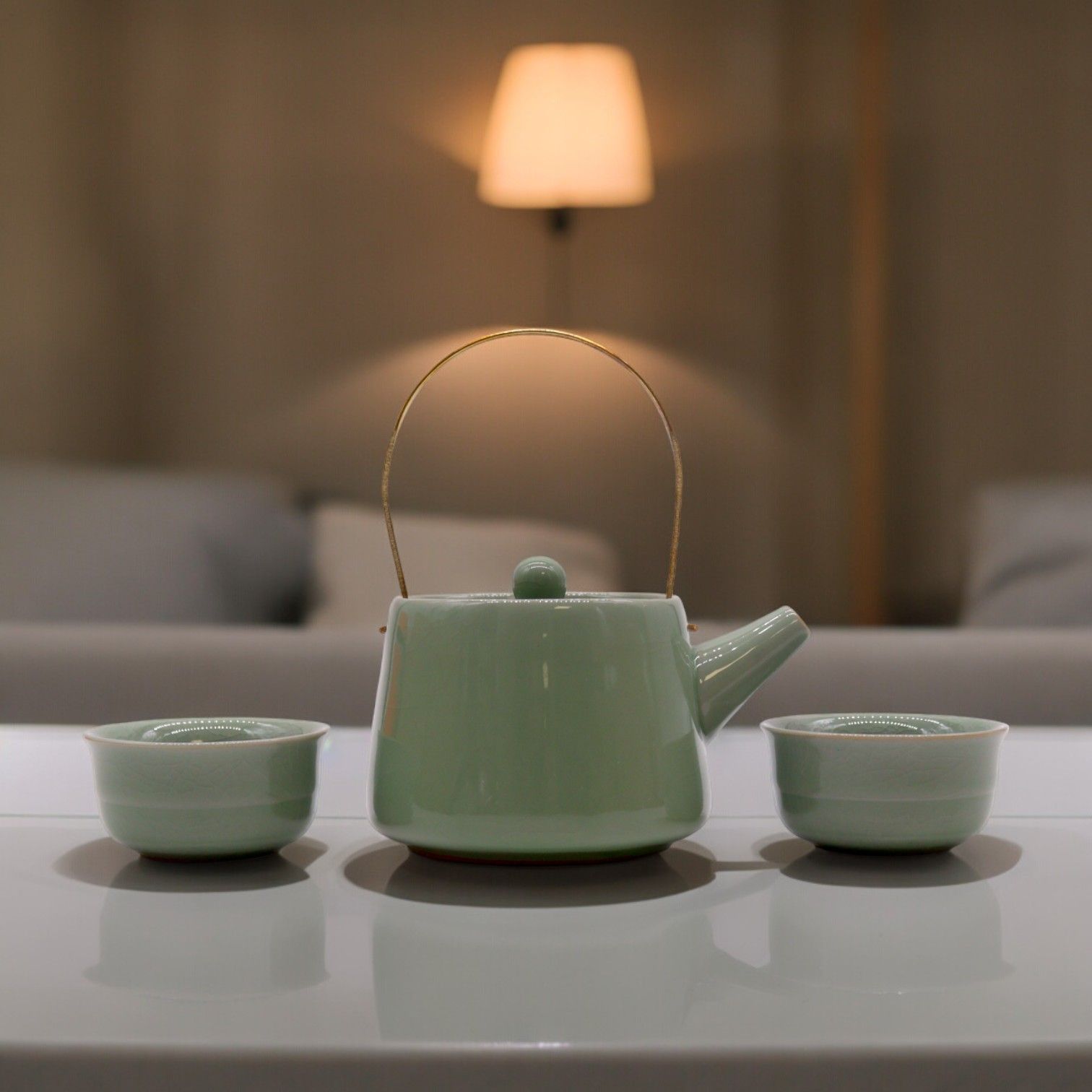 Conjunto de Bule Verde – Bule e Duas Chávenas