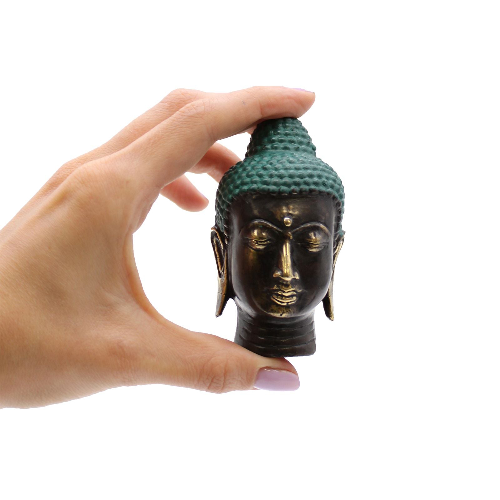 Cabeça de Buda Pequena em Latão Envelhecido
