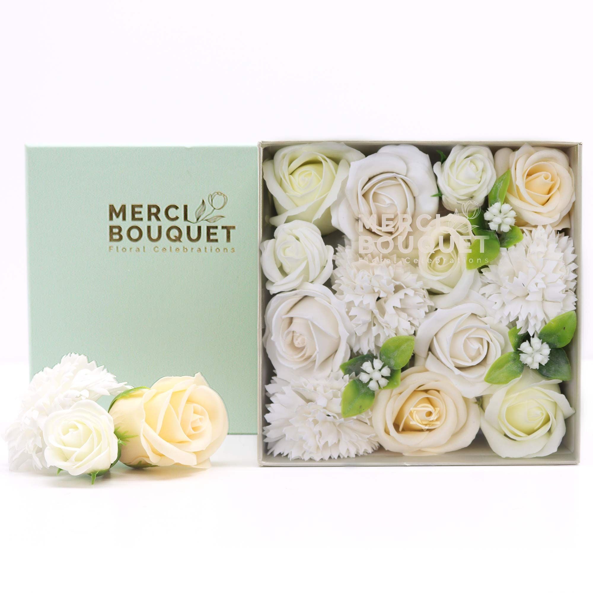 Caixa Quadrada - Bênçãos de Casamento - Branco e Marfim