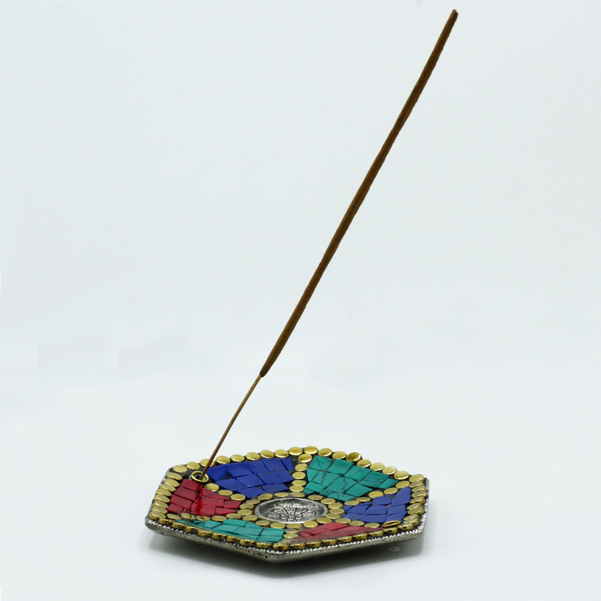 Prato Hexagonal Decoração Tibetana para Cones e Varetas