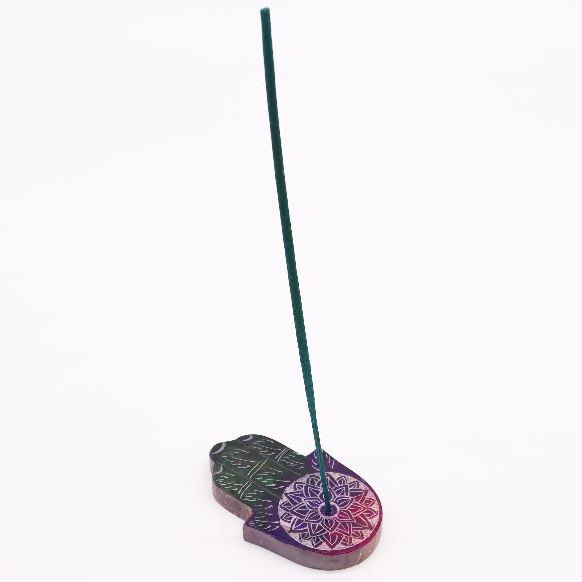 Suporte de Incenso Hamsa em Esteatite Flor de Lótus