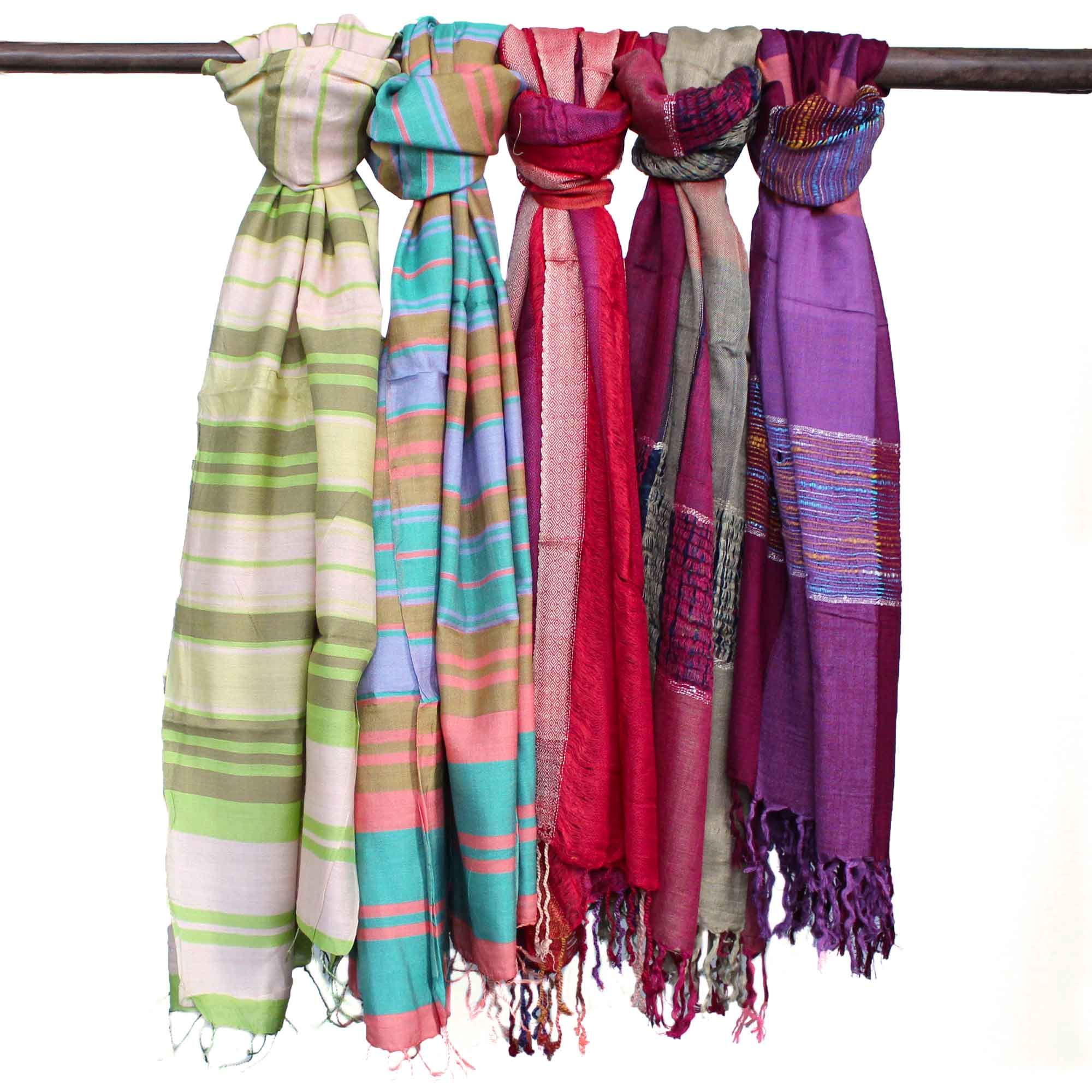 Bufandas bohemias indias grandes - 75x180 - Púrpuras aleatorios