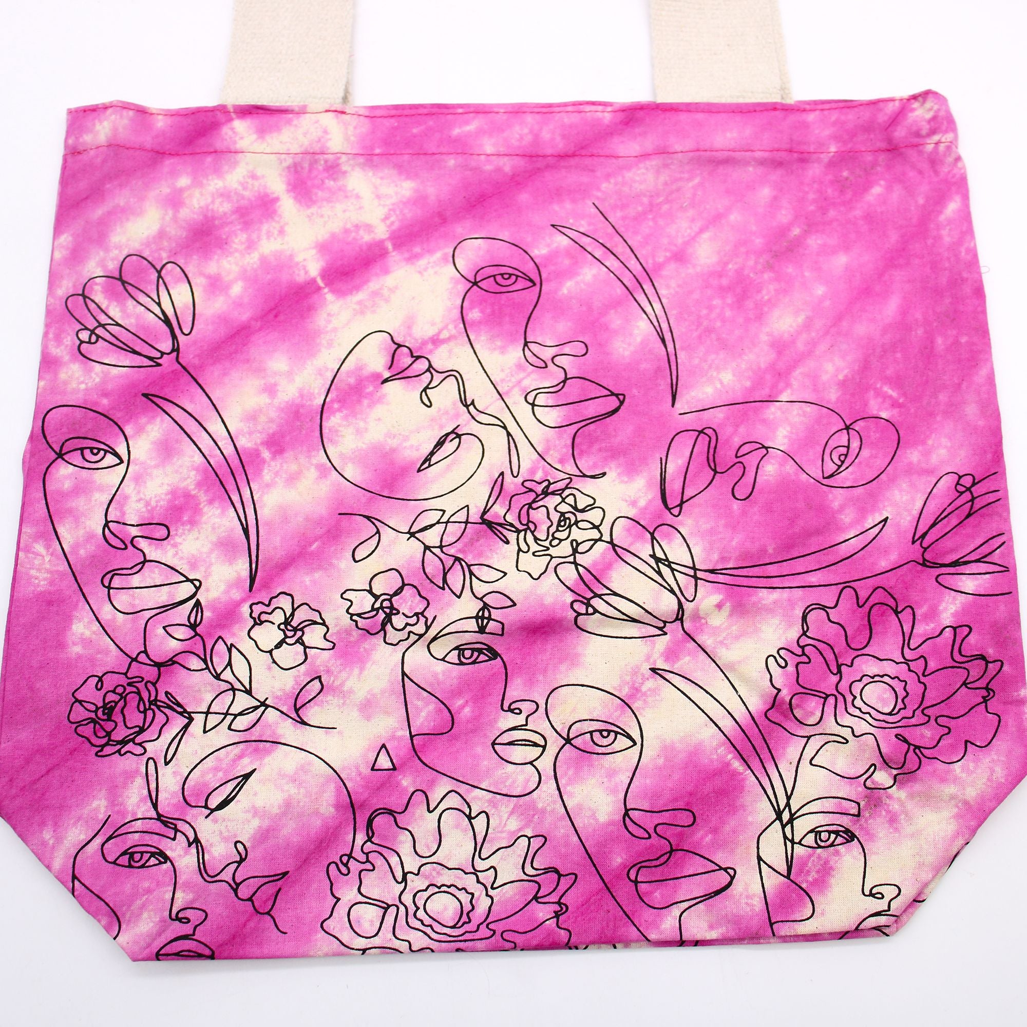 Bolsa de Algodão Tie Dye - Cara Bonita - Magenta - Alça Natural