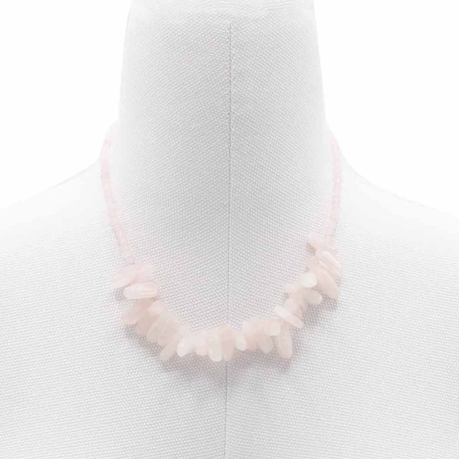 Colar de Gemas Longstone - Quartzo Rosa