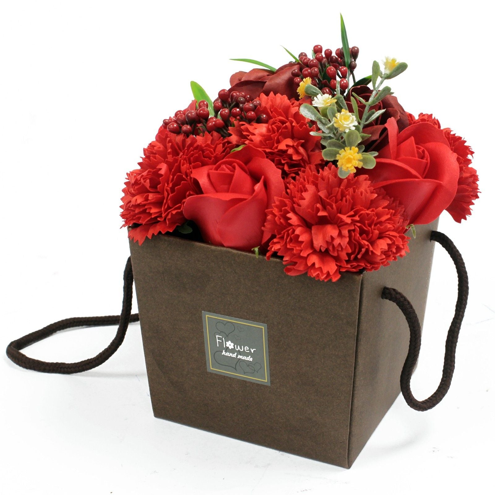 Bouquet de Flores de Sabão - Rosas Vermelhas e Cravo