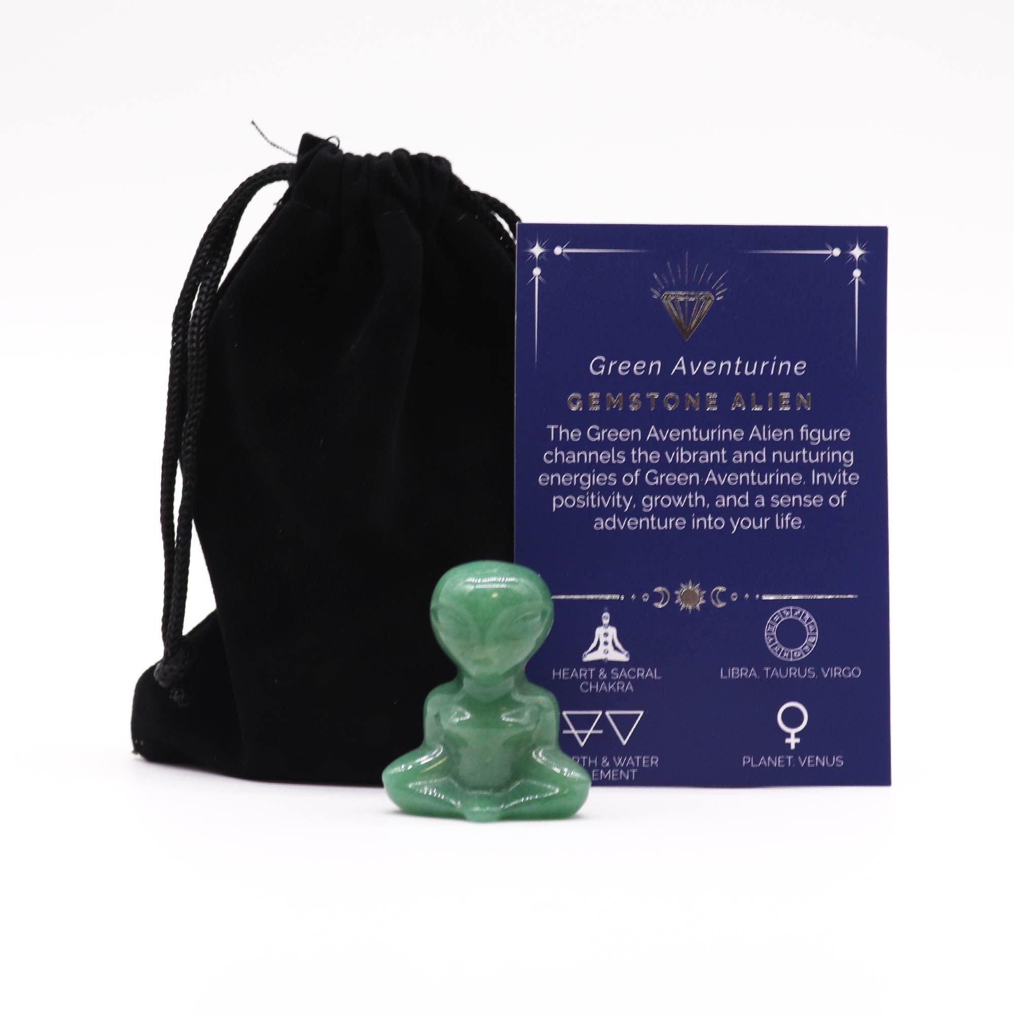 Figura Alien em Pedra Natural Aventurina Verde (40x30x15mm)