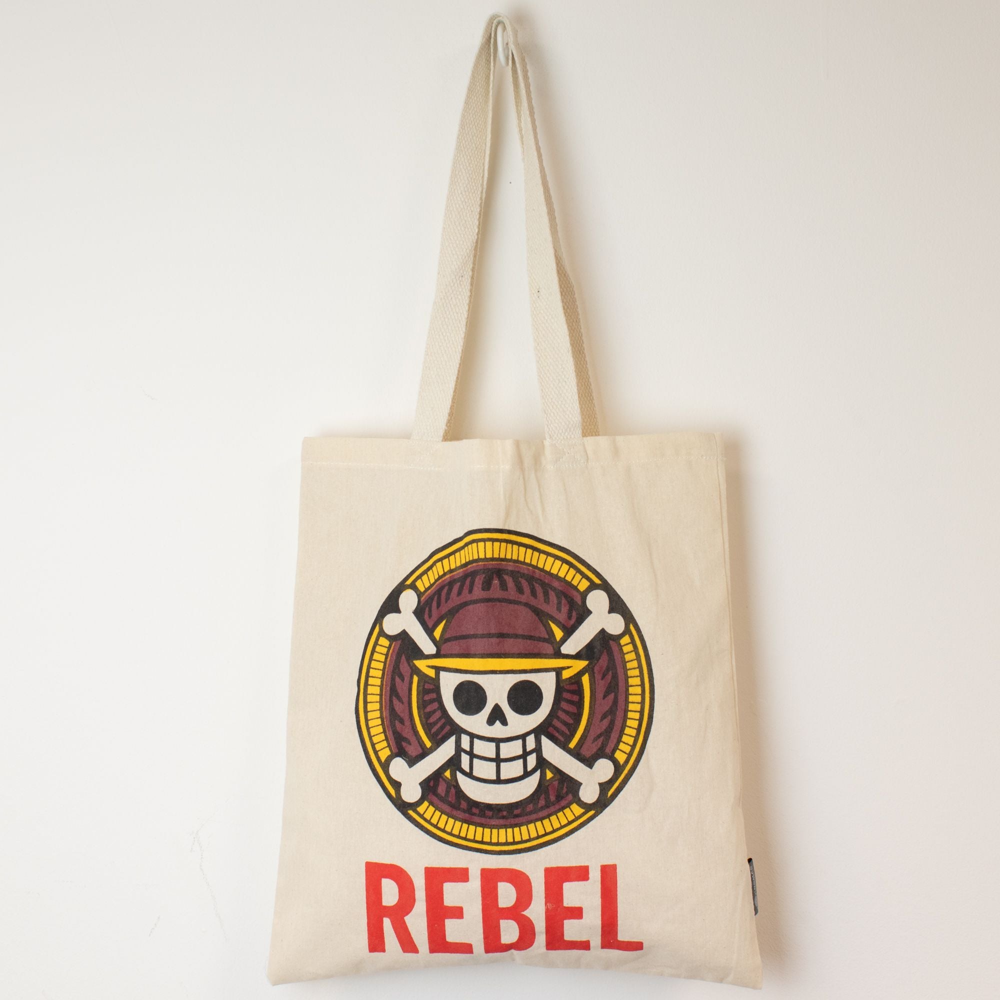 Bolsa Tote em Algodão Nomad Sari Rebel Natural 40 x 37 cm
