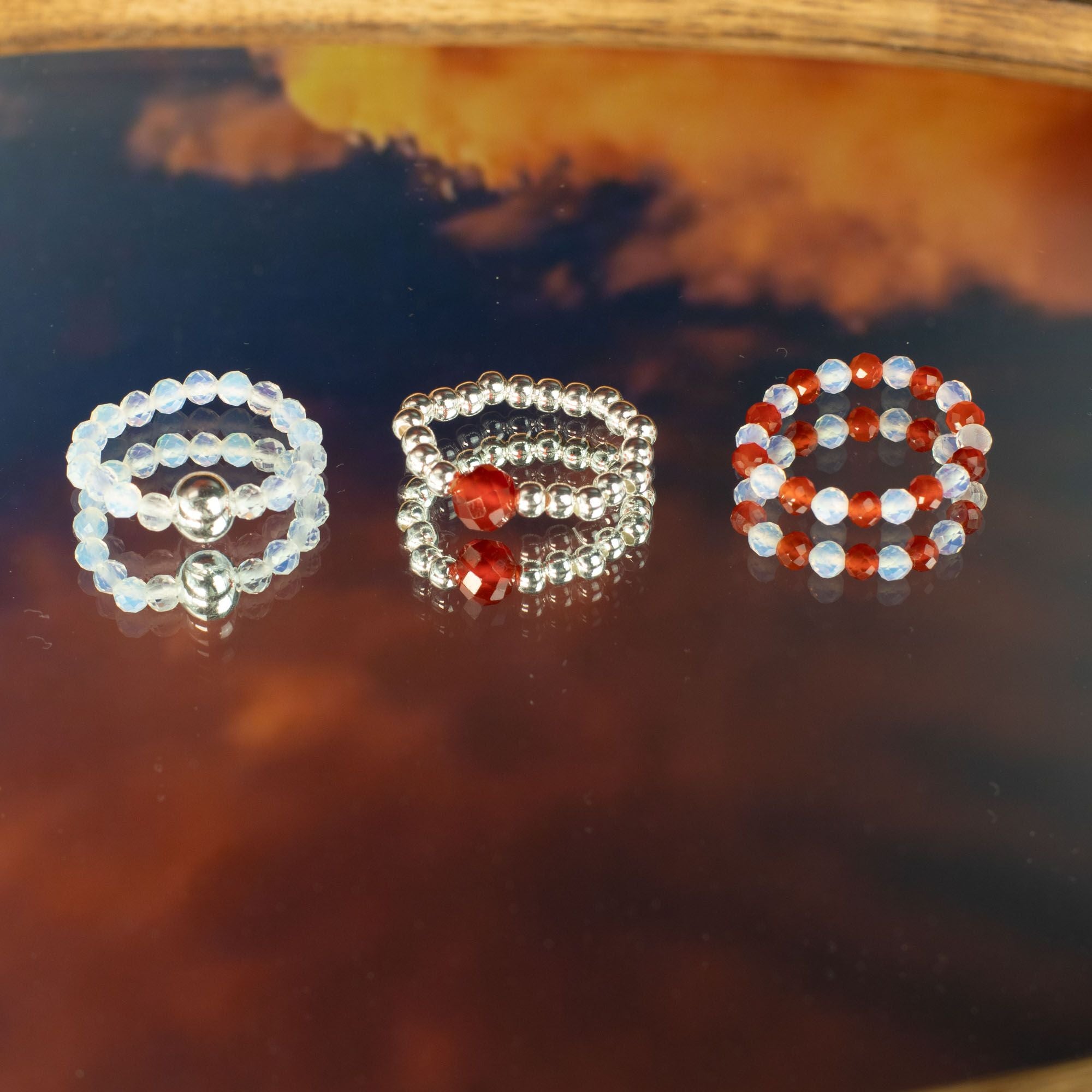 Conjunto de Anéis com Pedra Nymph – Lua de Sangue