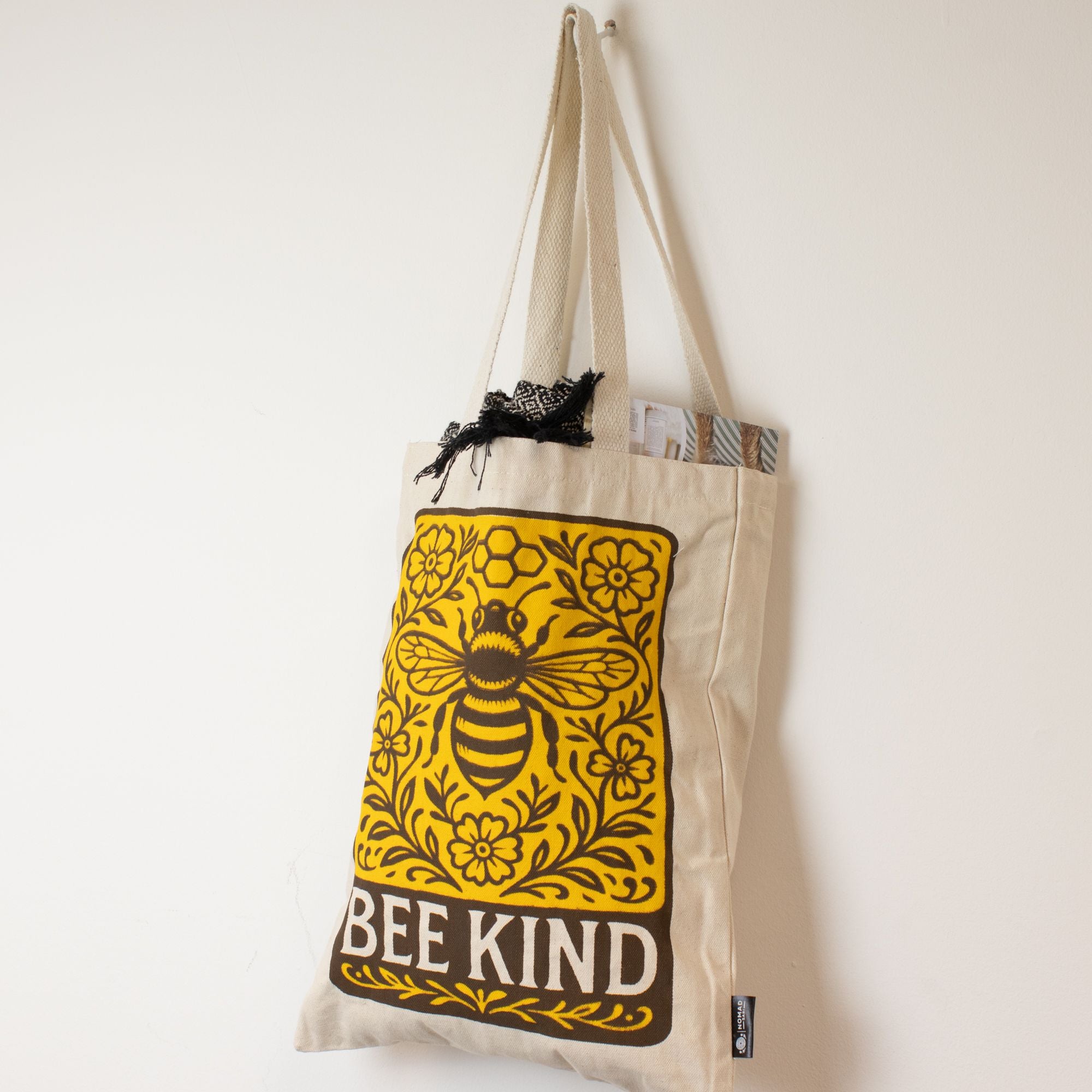 Bolsa Tote em Algodão Nomad Sari Be Kind Natural 41 x 31 cm