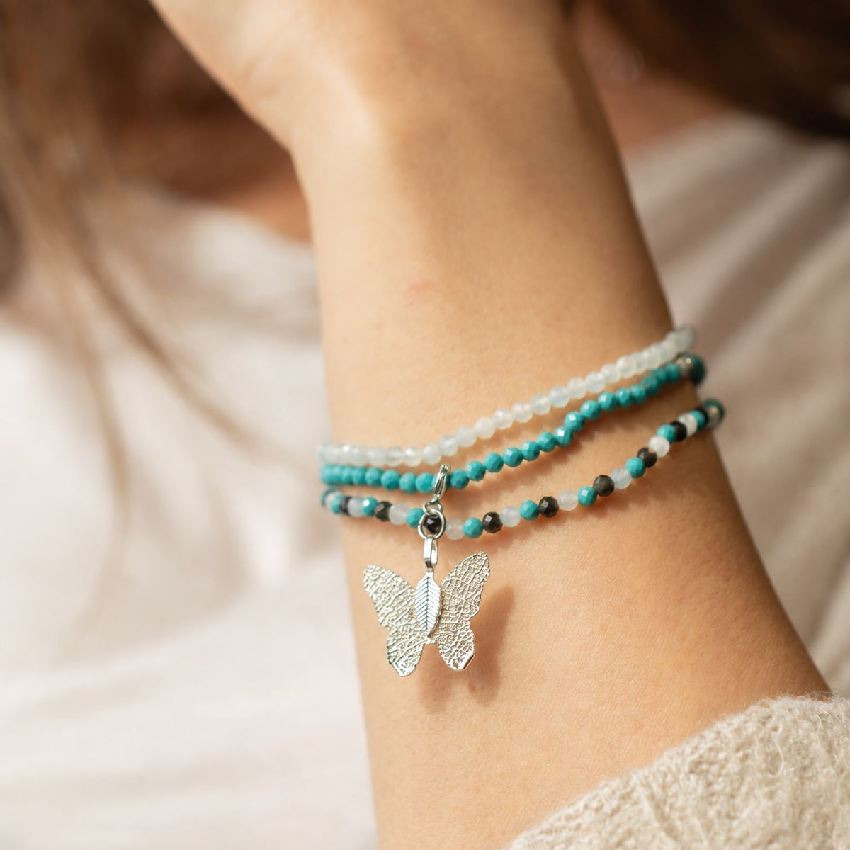 Set of 3 Nymph Spirit Bracelets with Natural Stones - Infinite Ocean