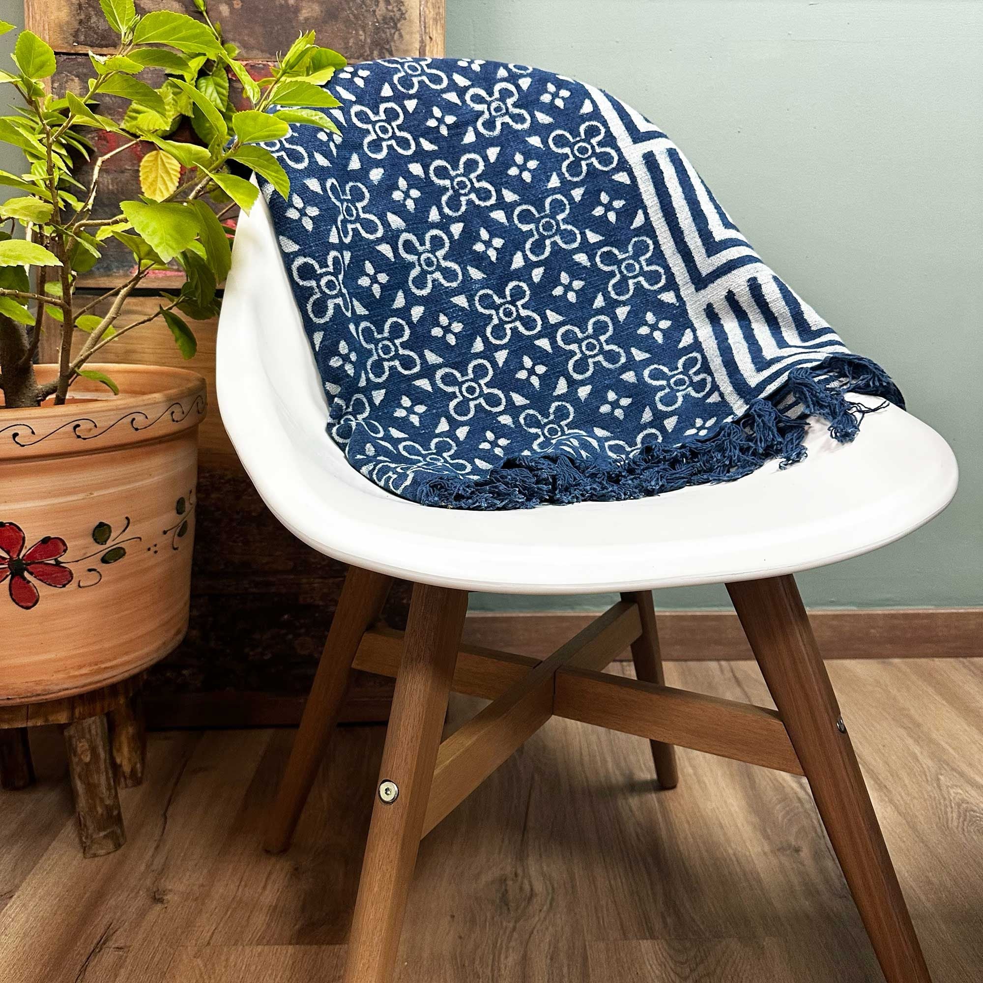 Manta Índigo Artesanal Kasba Tiles