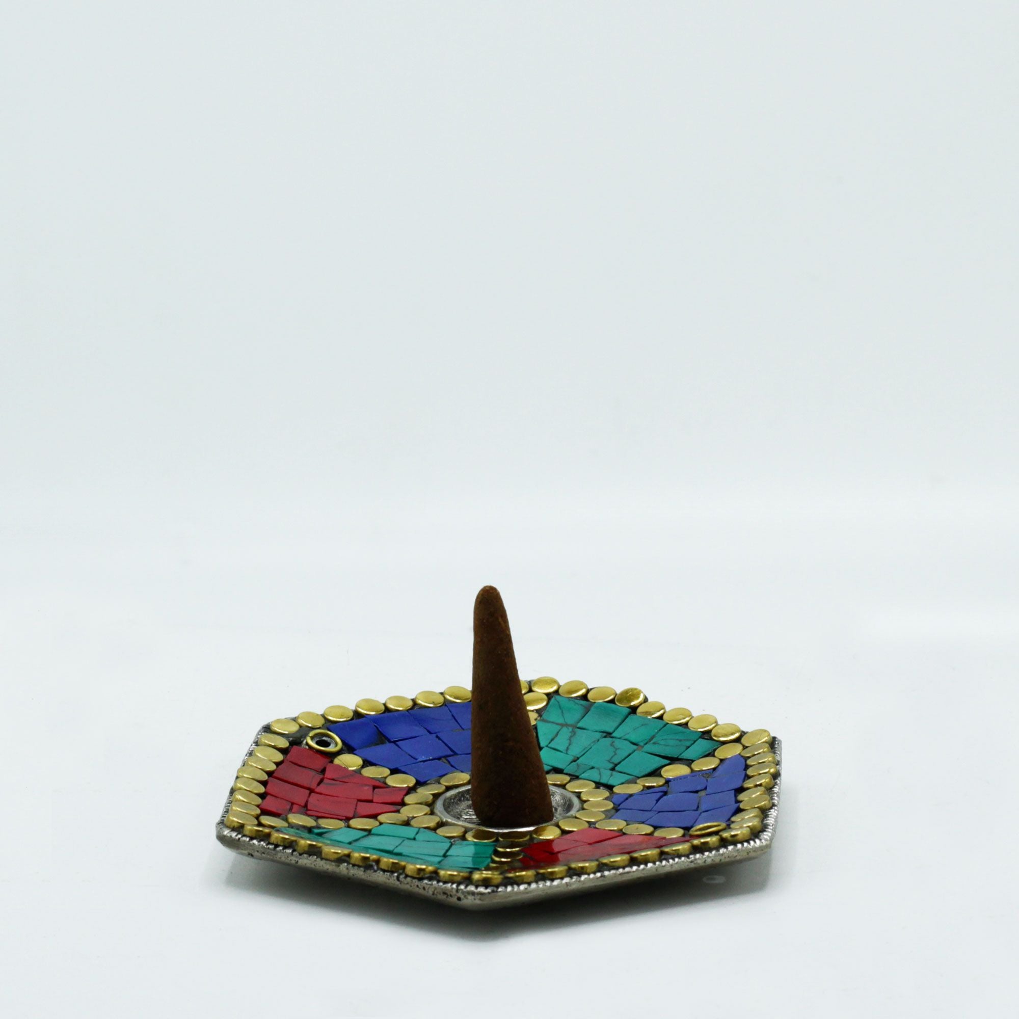 Prato Hexagonal Decoração Tibetana para Cones e Varetas