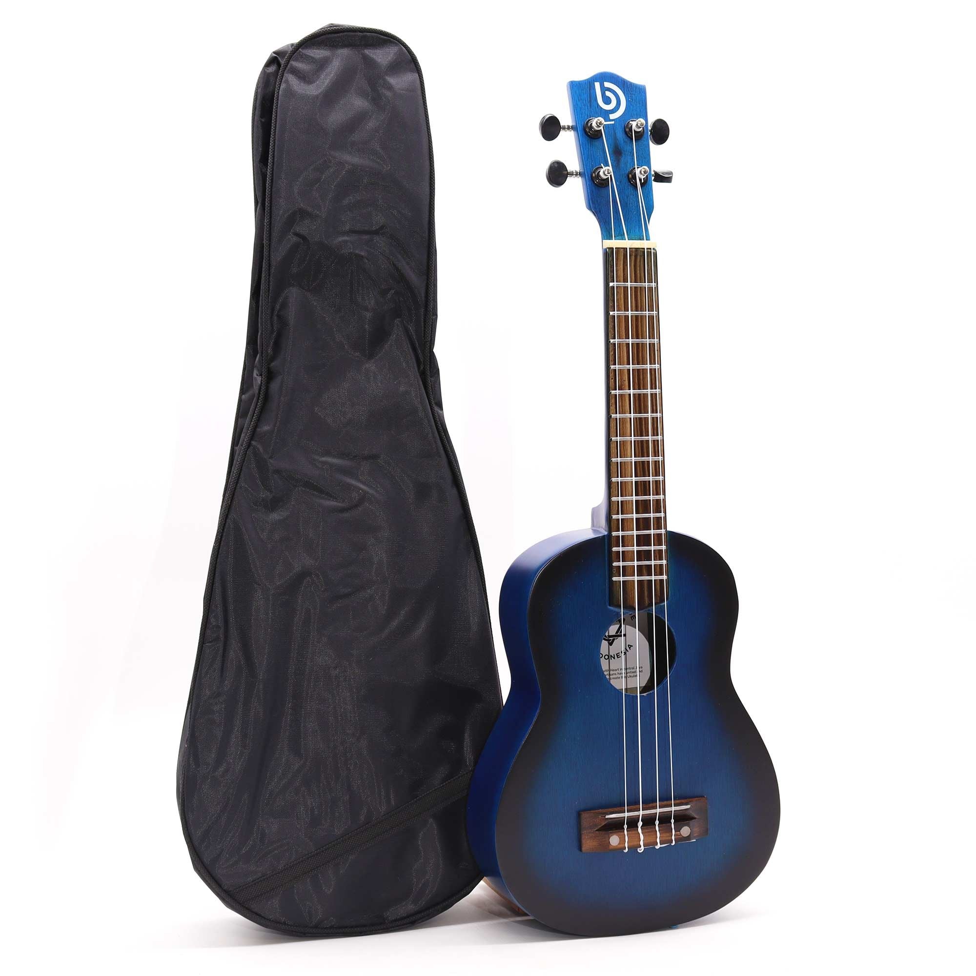 Ukulele Artesanal - Acabamento Sunburst Azul (4 Cordas)