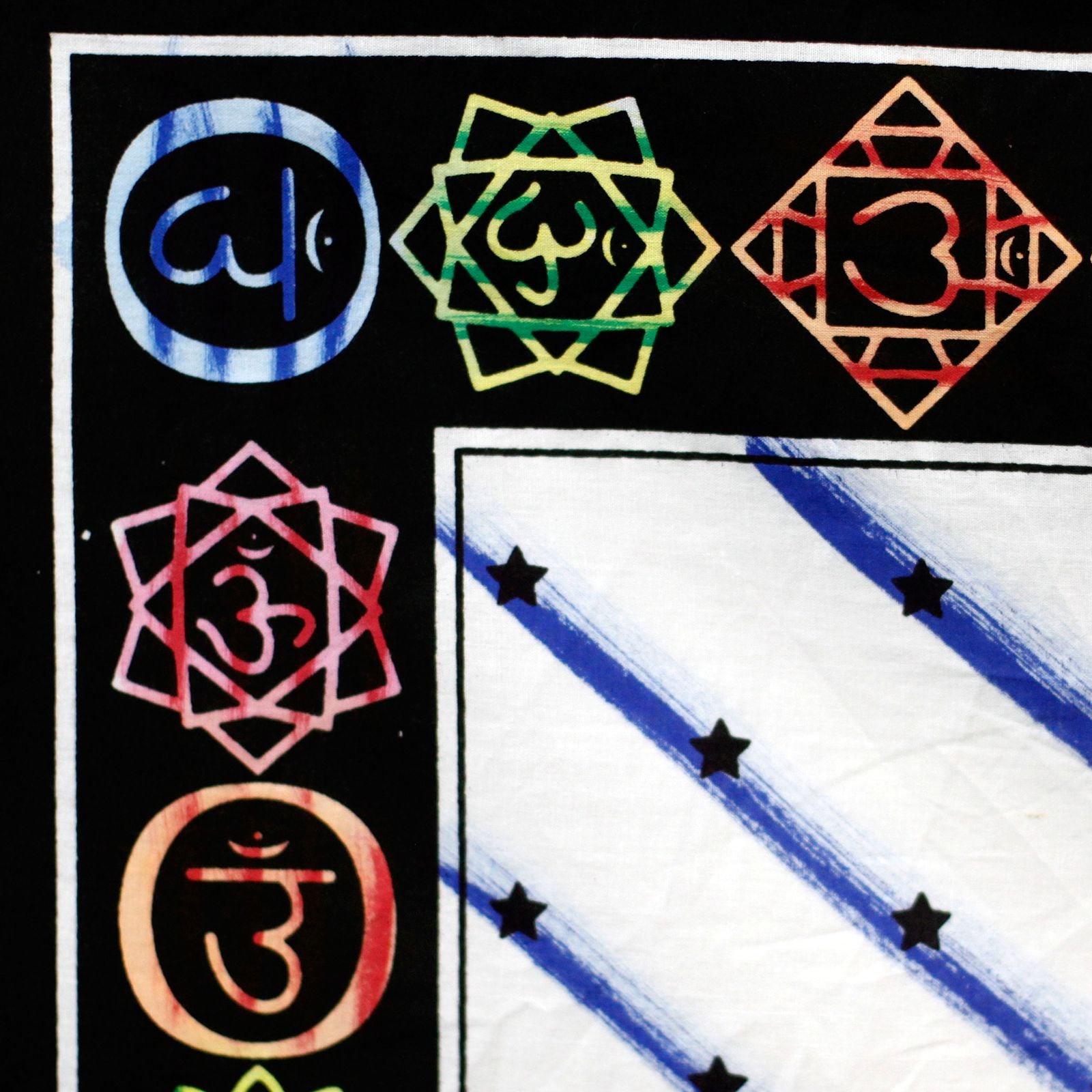 Arte de Parede em Algodão Pintado à Mão Buda dos Chakras