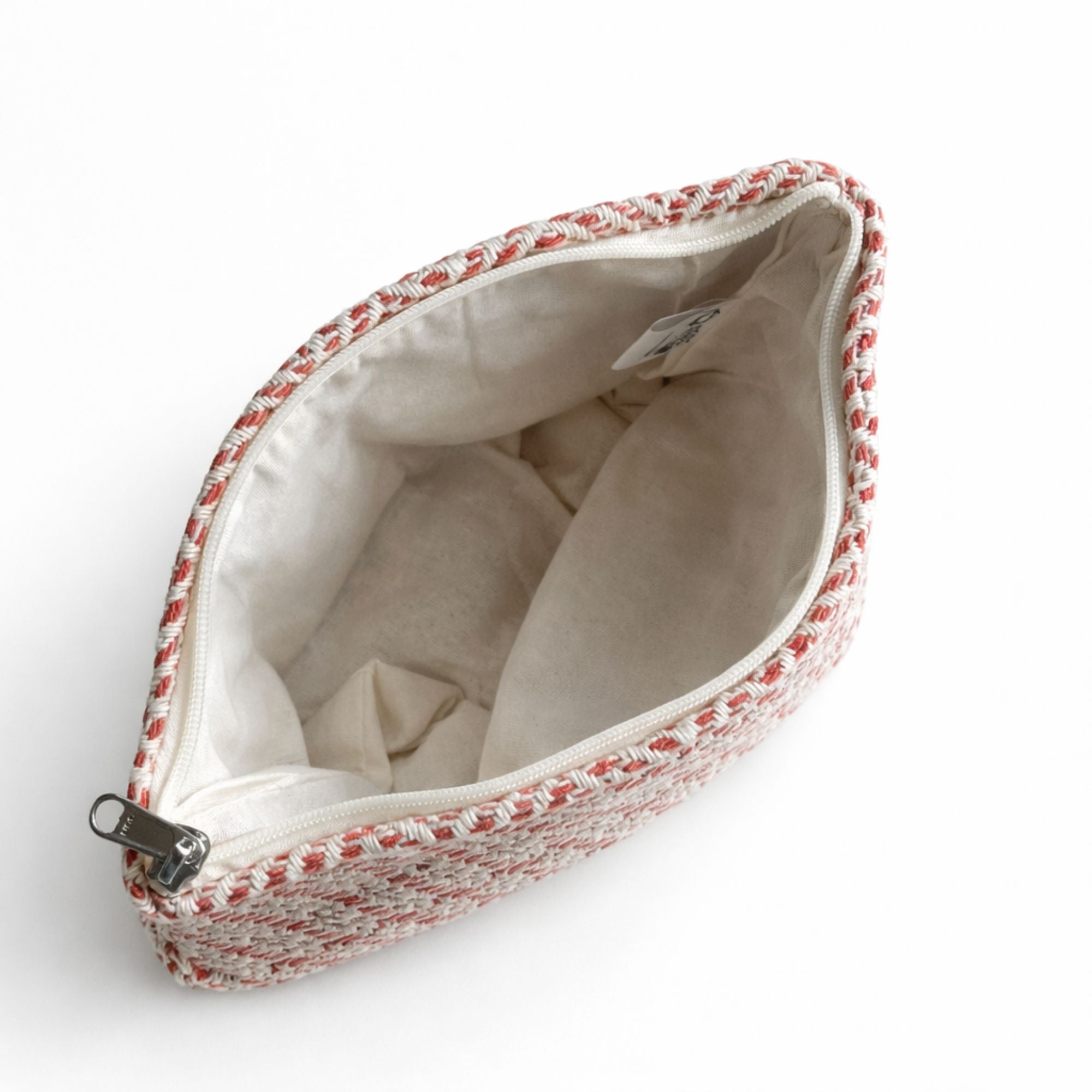 Necessaire em Tecido Jacquard Indiano - Padrão Coral Geométrico
