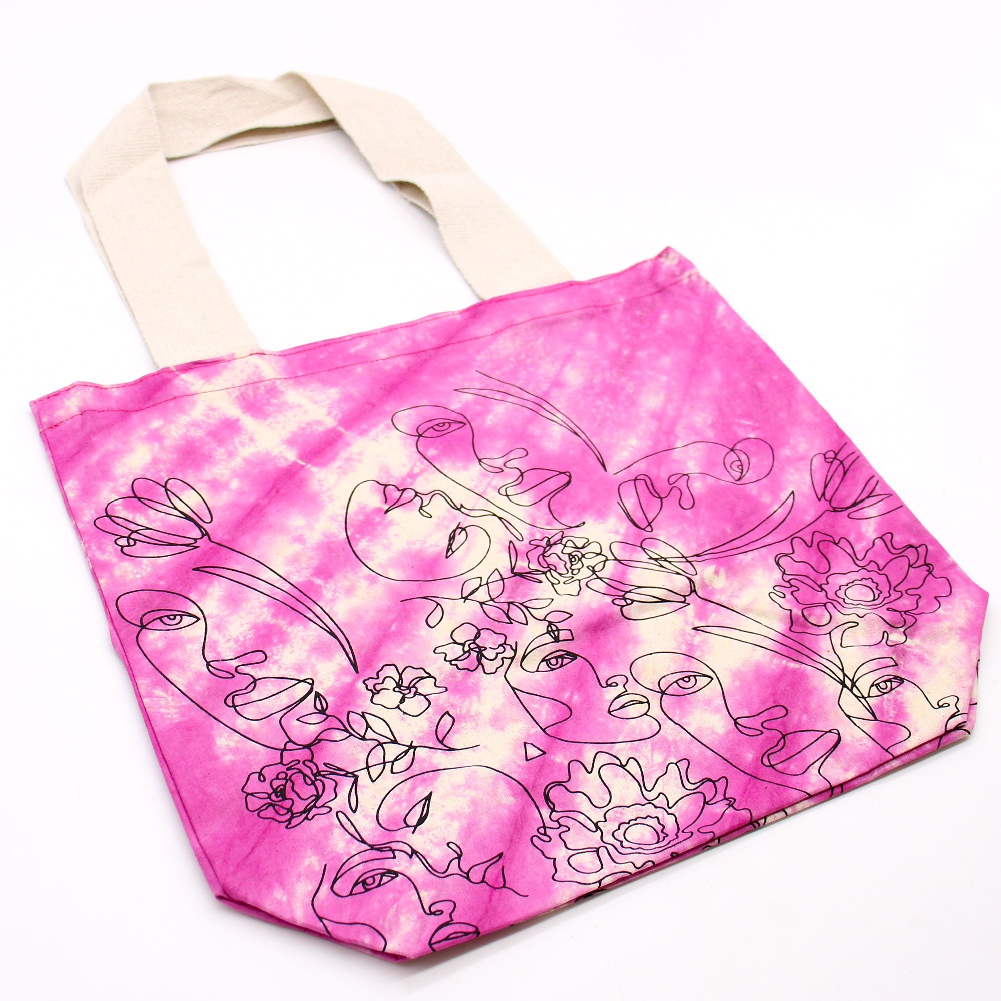 Bolsa de Algodão Tie Dye - Cara Bonita - Magenta - Alça Natural