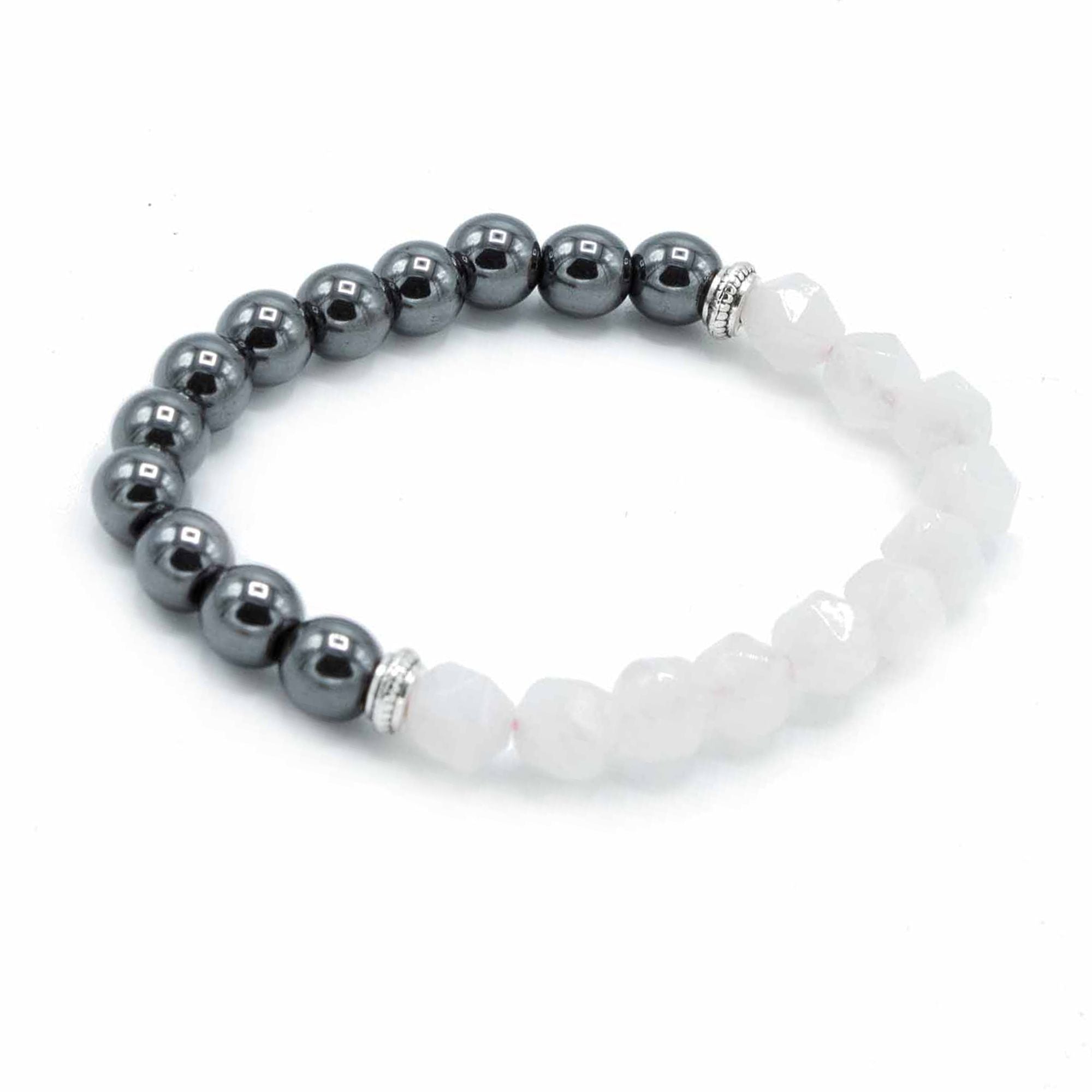 Pulseira Magnética em Pedra Natural Entalhada – Quartzo Rosa