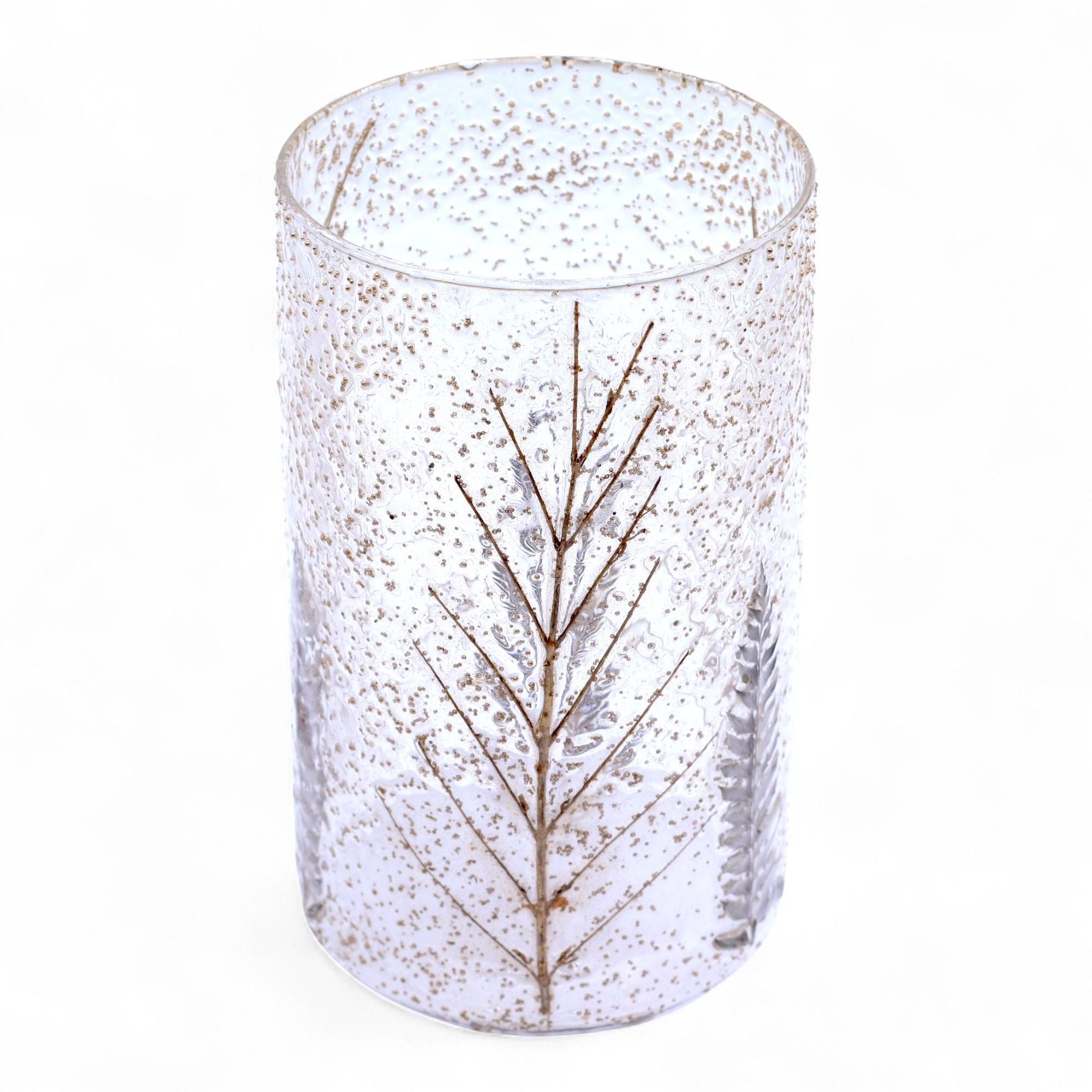 Castiçal de Vidro Floral Natural Jarra Alta Pinho 19 x 11 cm