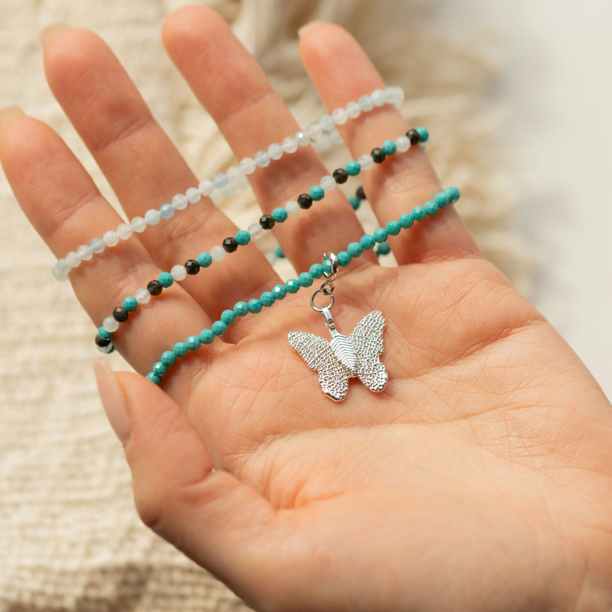 Set of 3 Nymph Spirit Bracelets with Natural Stones - Infinite Ocean